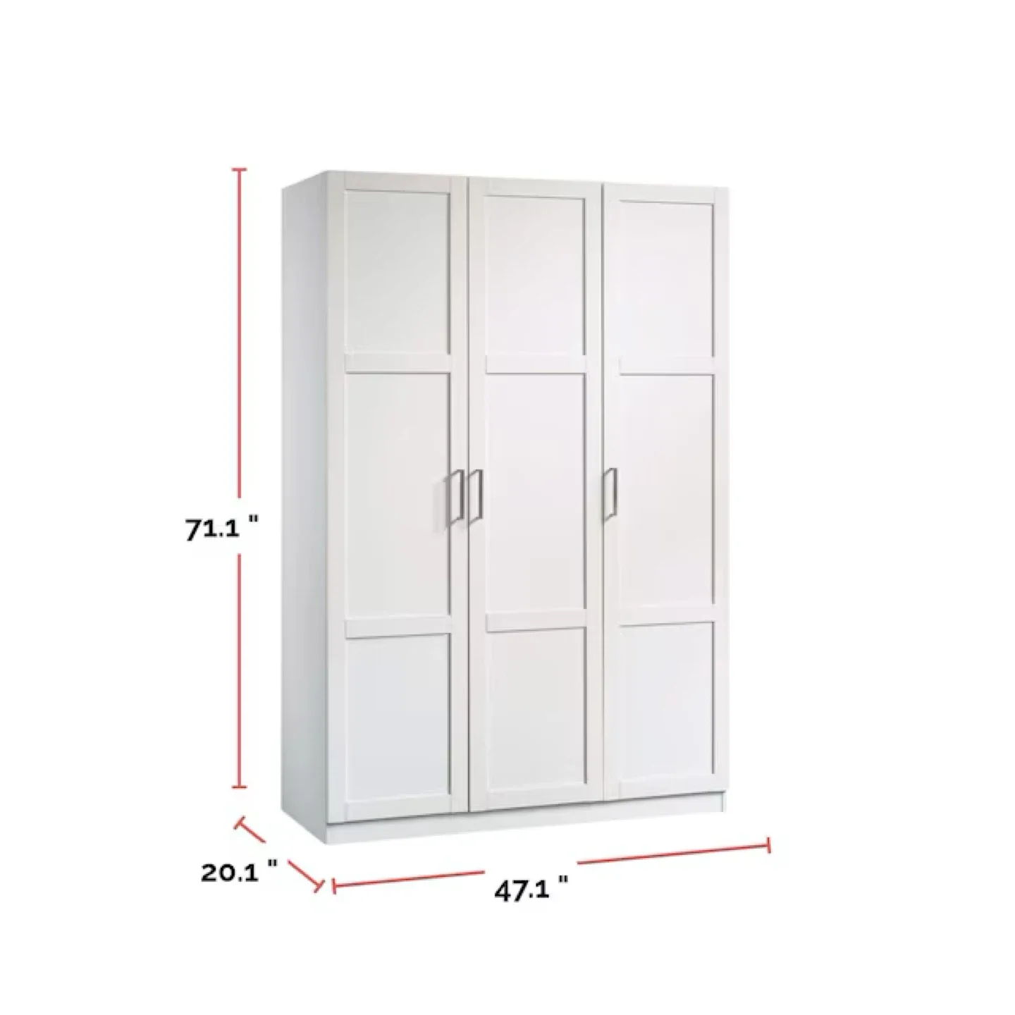 Sauder 3 Door Shaker Wardrobe - White - photo 2