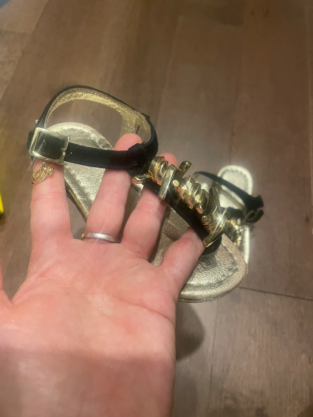Dsquared2 Gold & Black Embellished Sandals  Girls size 6.5-7 - photo 3