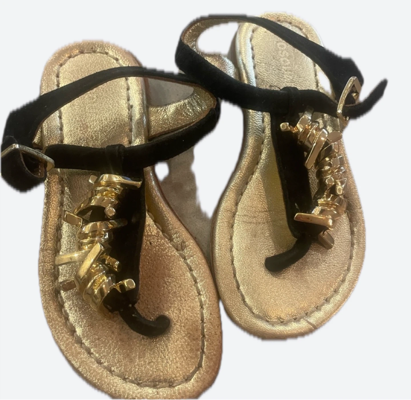 Dsquared2 Gold & Black Embellished Sandals  Girls size 6.5-7 - photo 4