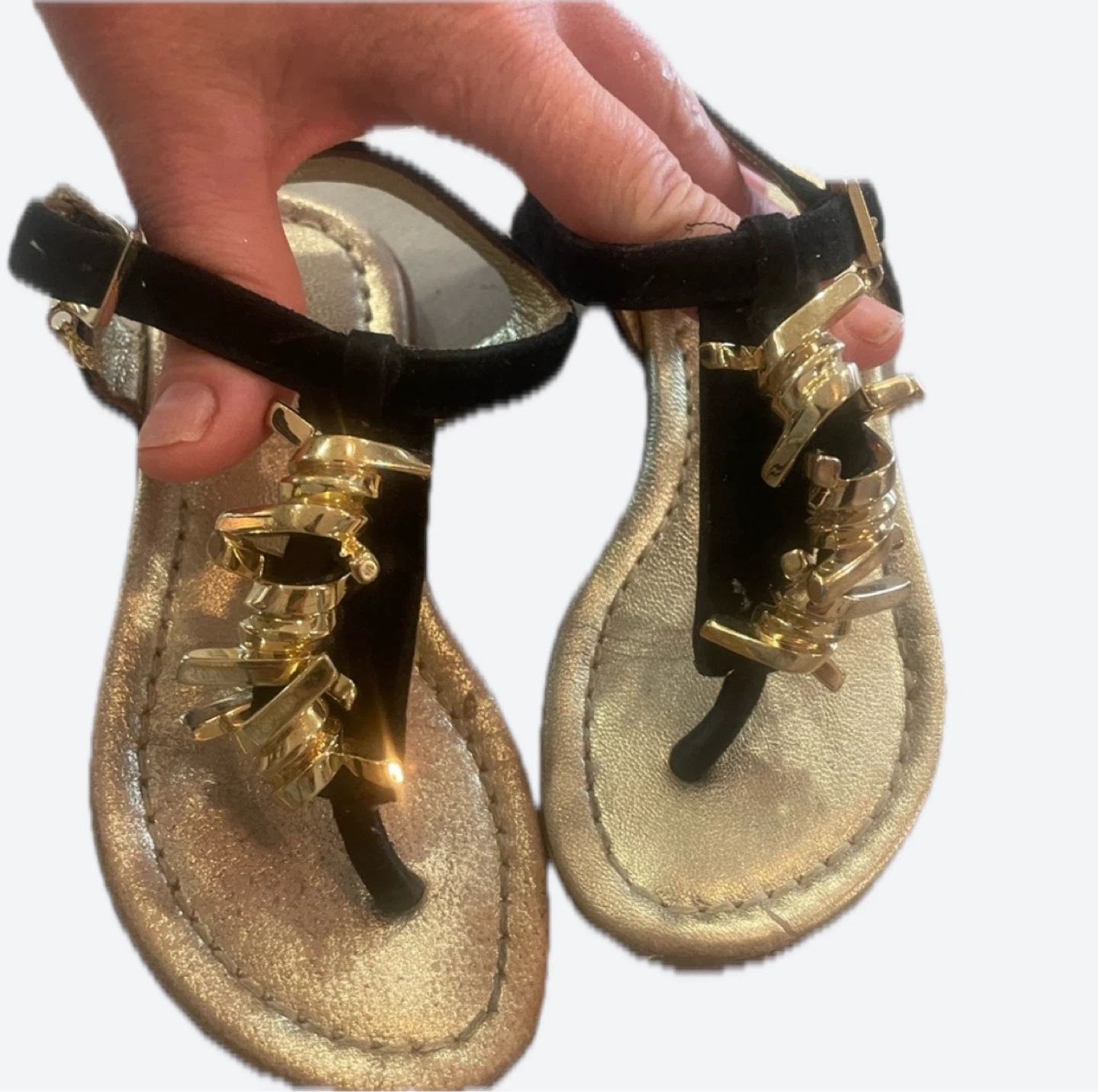 Dsquared2 Gold & Black Embellished Sandals  Girls size 6.5-7 - photo 2