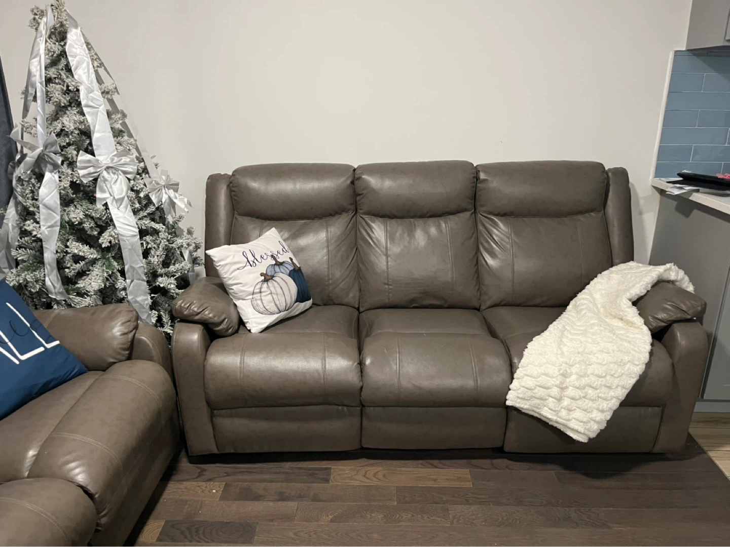 Leather Recliner Sofa - Brown