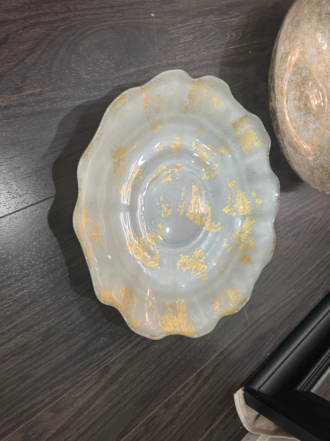 Decorative Glass Bowl with Gold Flecks