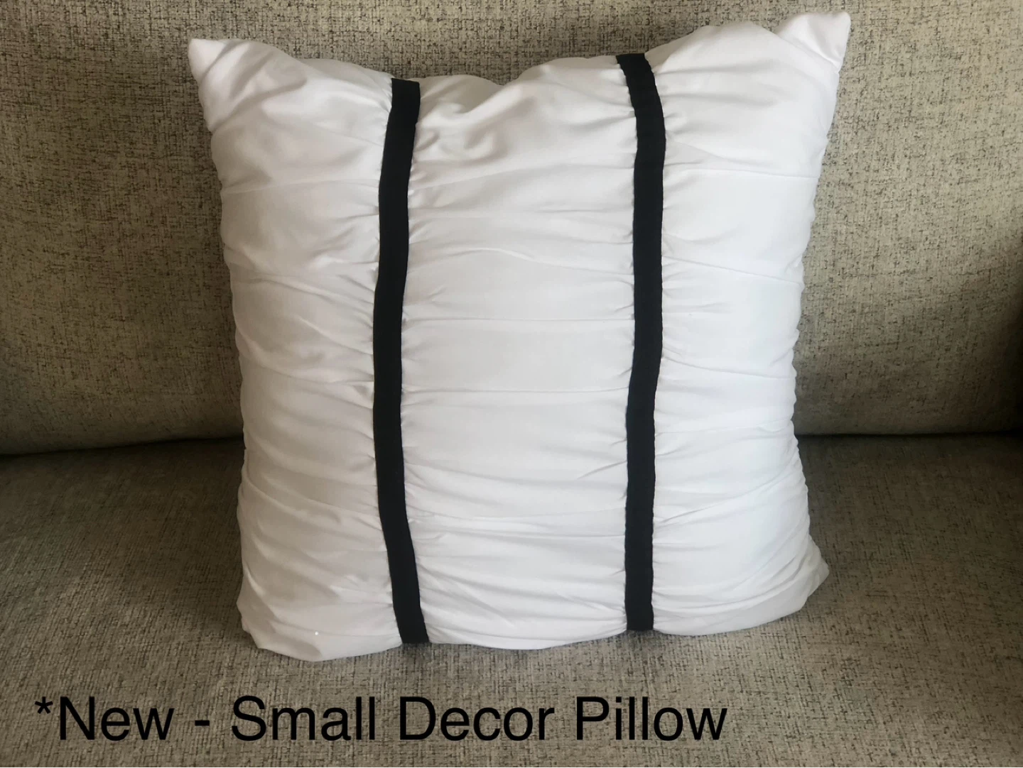 Small White Decor Pillow with Black Stripes