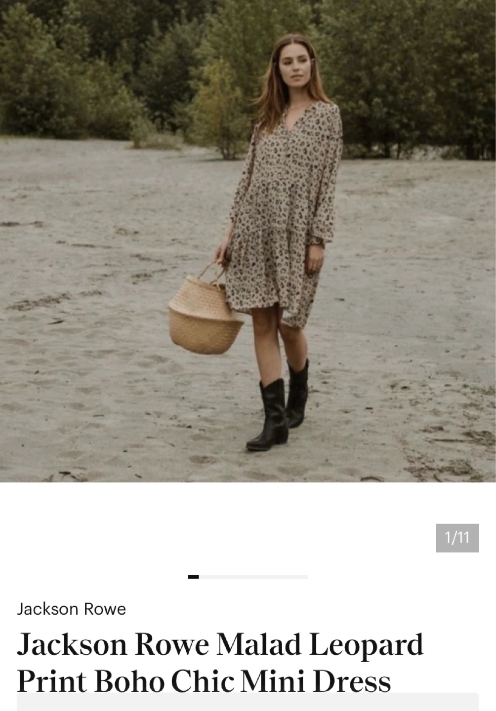 Jackson Rowe Malad Leopard Print Boho Chic Mini Dress