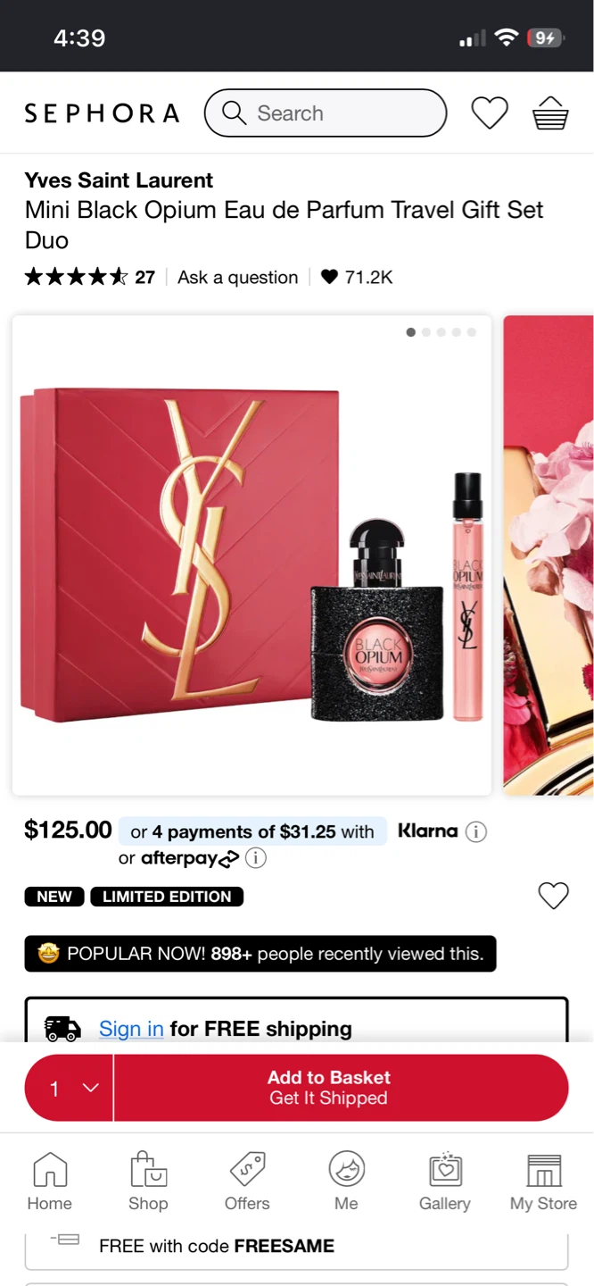 Yves Saint Laurent Black Opium Eau de Parfum Travel Gift Set Duo - photo 5
