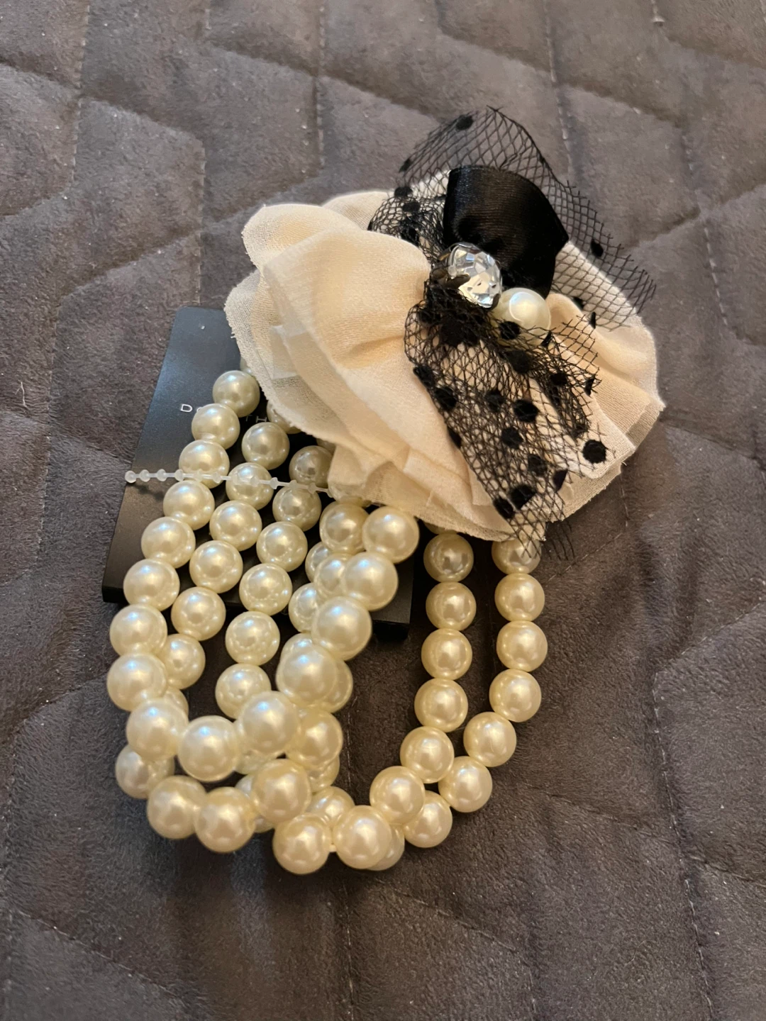 Pearl Bracelet with Flower and Veil Accent