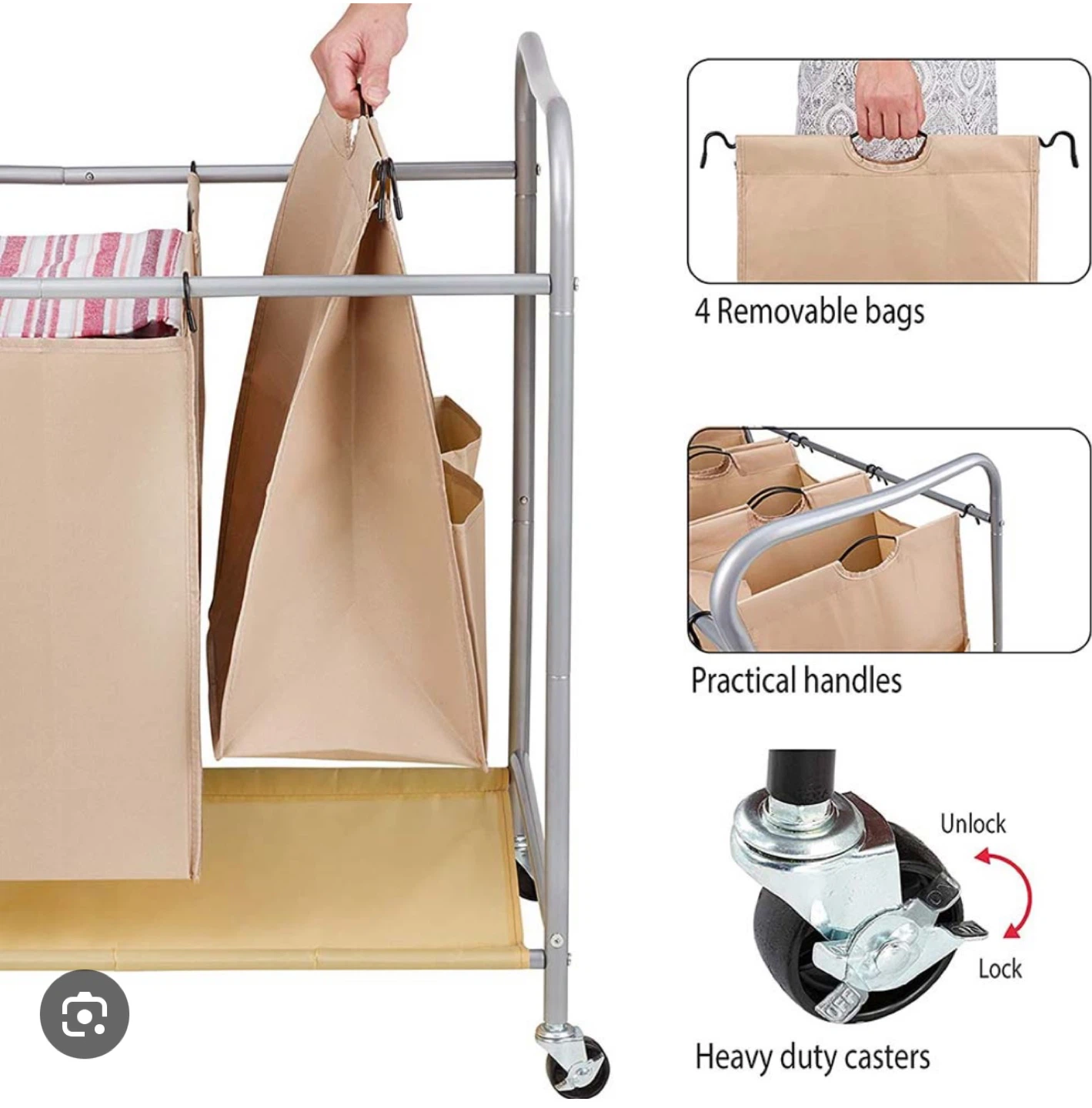 🔥 JINAMART Laundry Sorter Basket With Rolling Cart🔥 - photo 3