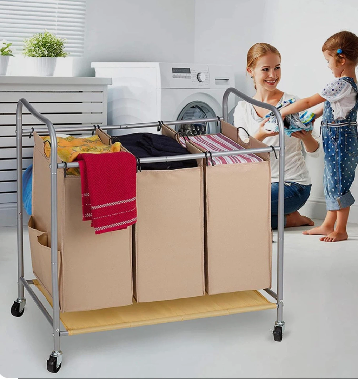 🔥 JINAMART Laundry Sorter Basket With Rolling Cart🔥