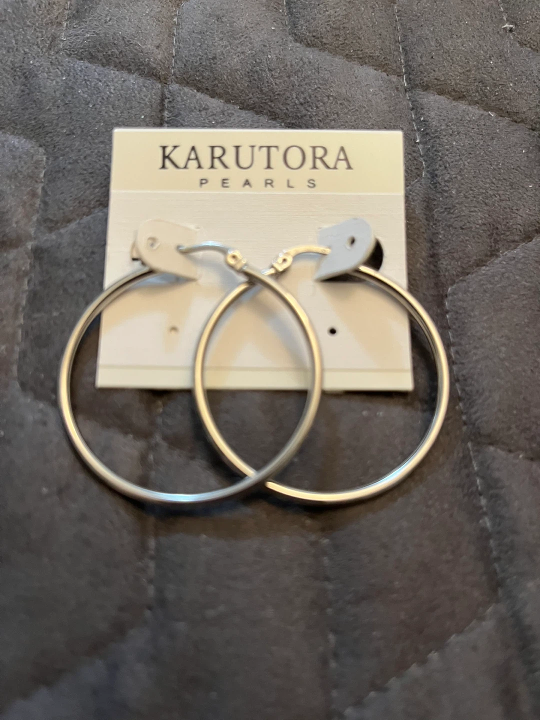 Karutora Pearls Silver Hoop Earrings