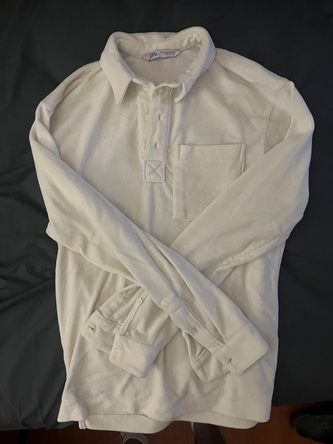 ZARA Cream Corduroy Long Sleeve Shirt - photo 2