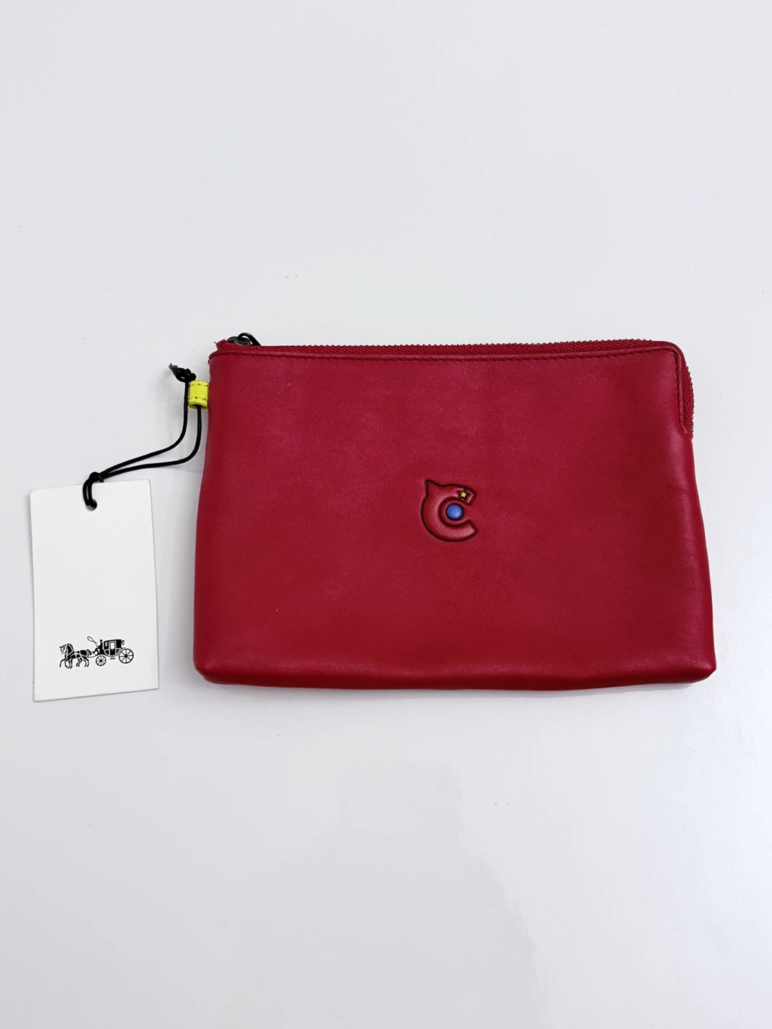Coach Cherry Red Leather Cosmetic/Wallet Pouch