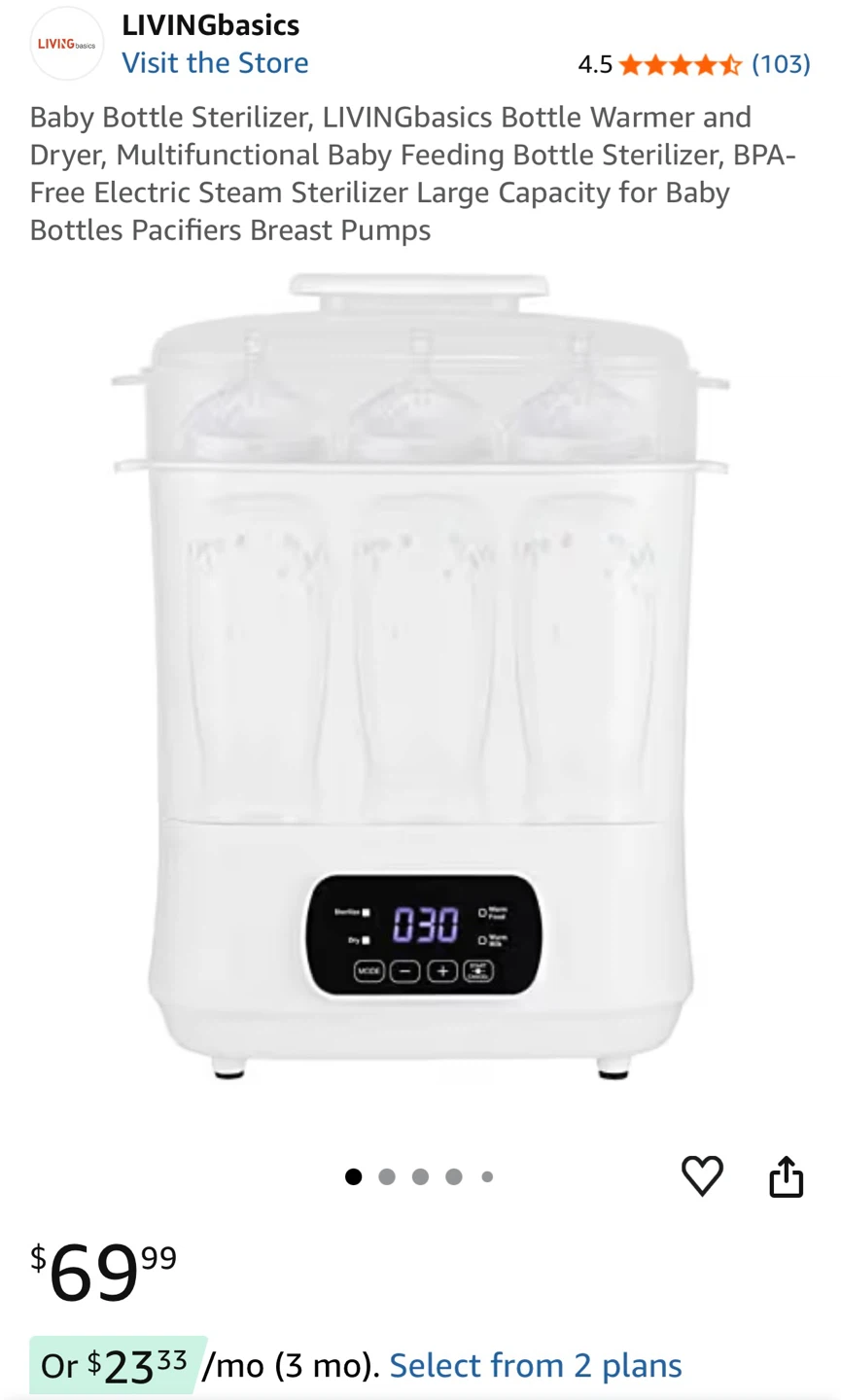 LIVINGbasics Baby Bottle Sterilizer, Warmer & Dryer