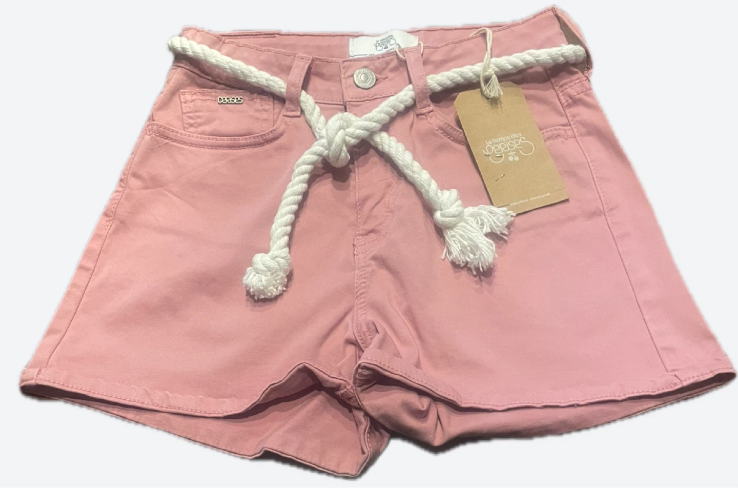 Le temps des Cerises Pink Shorts with Rope Belt - Size 12A