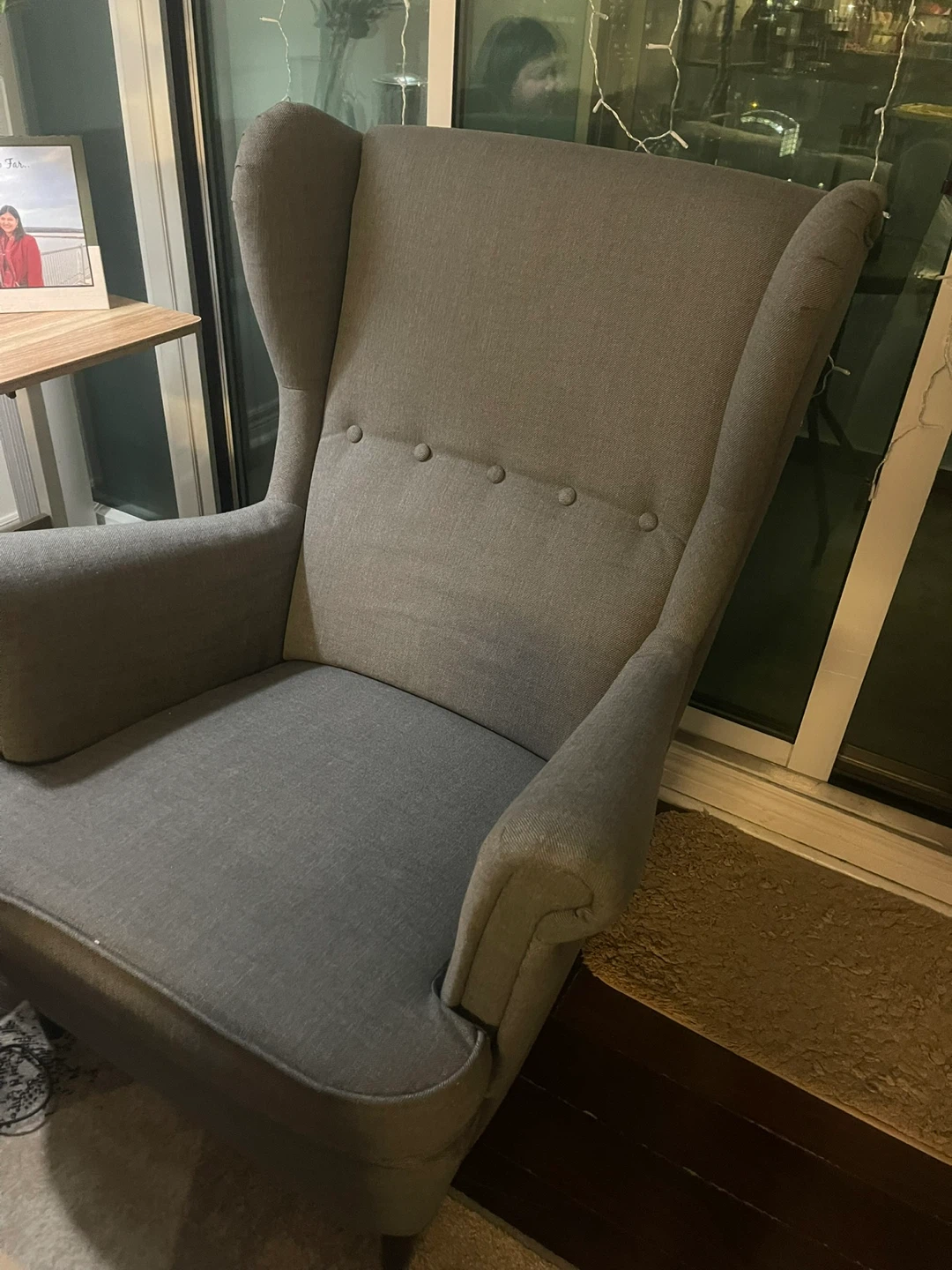 Grey Wingback Accent Chair - photo 2