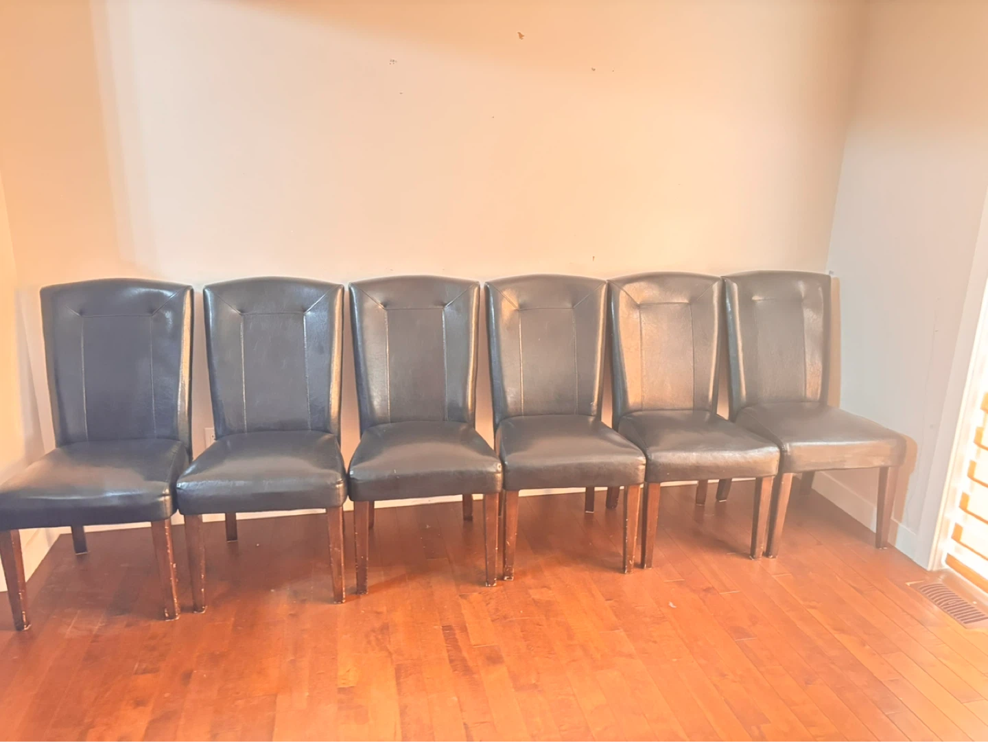 Set of 6 Black Faux Leather Dining Chairs