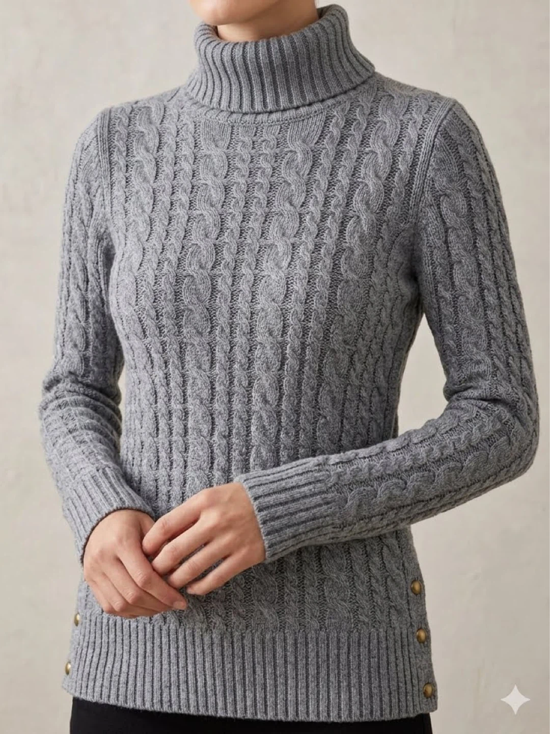 Zara Knit Grey Cable Knit Turtleneck Sweater M