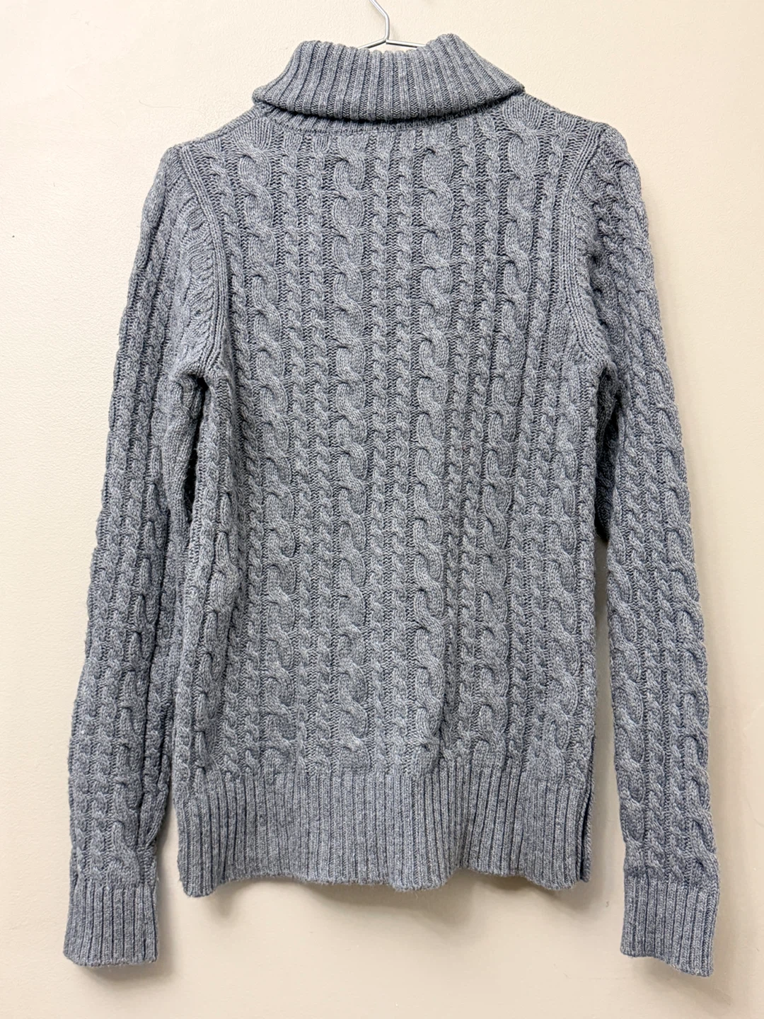 Zara Knit Grey Cable Knit Turtleneck Sweater M - photo 4