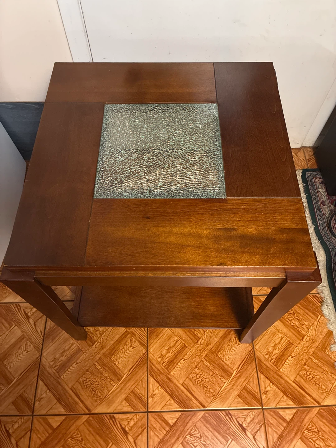 Square End Table with Glass Top