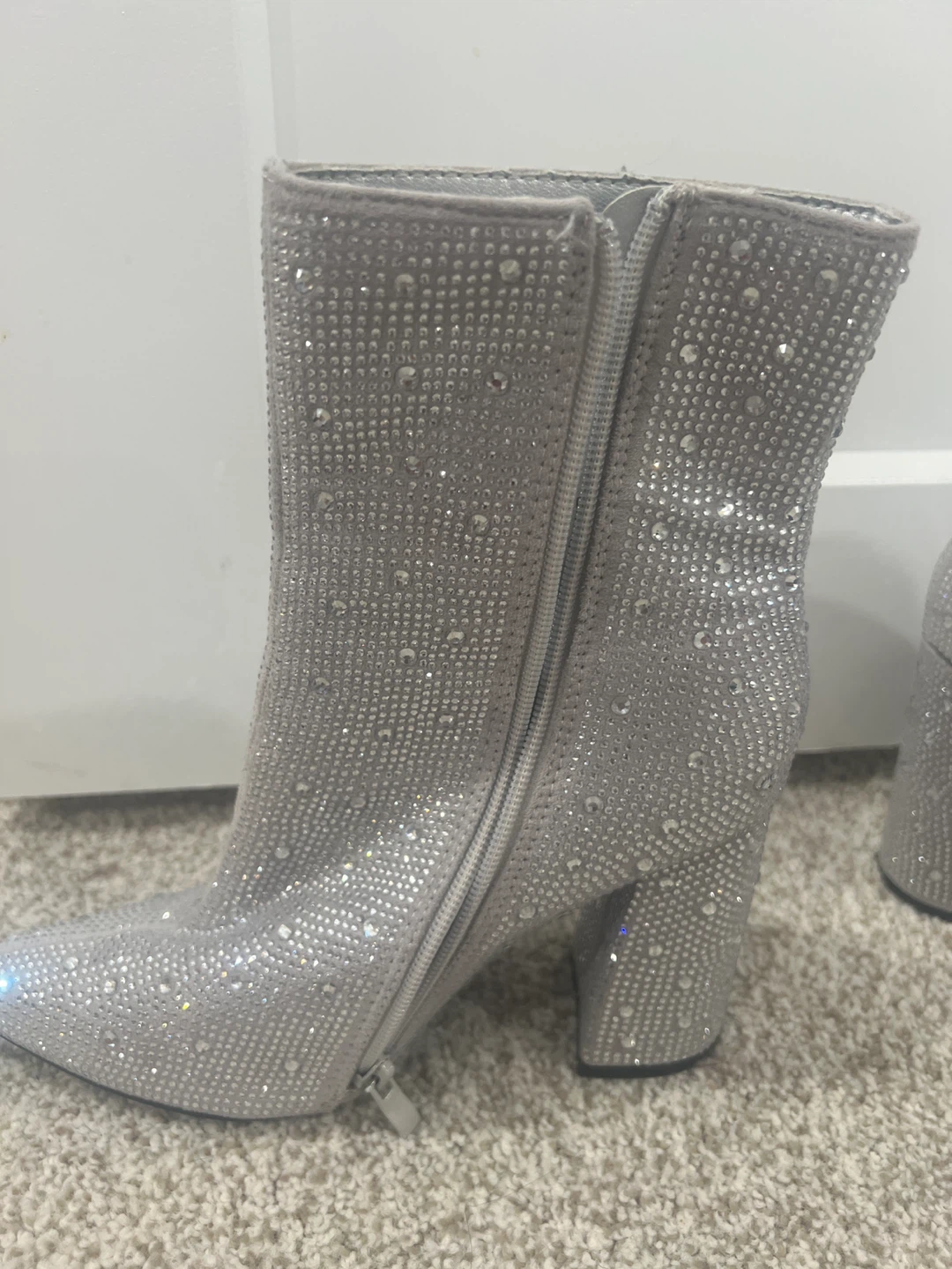 Sparkly Grey Ankle Boots with Rhinestones - photo 3