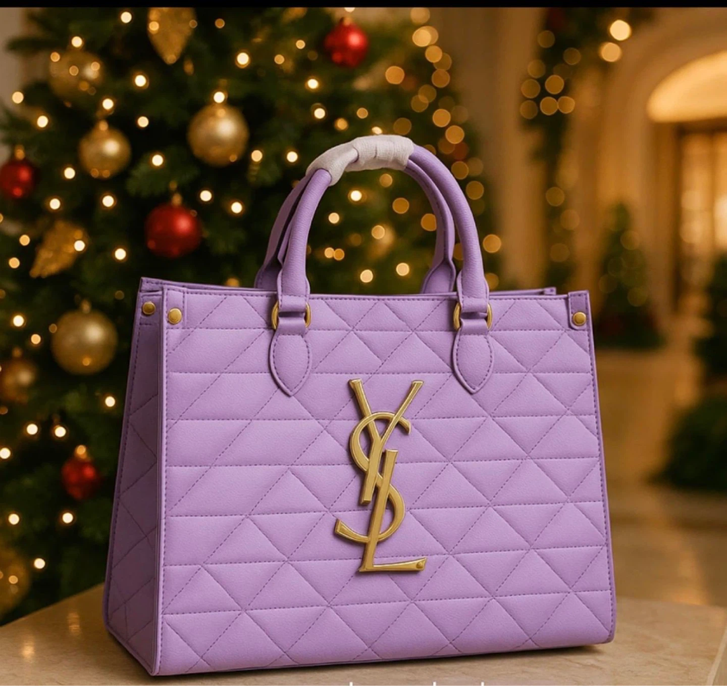 Saint Laurent Quilted Lavender Leather Tote Bag - photo 2