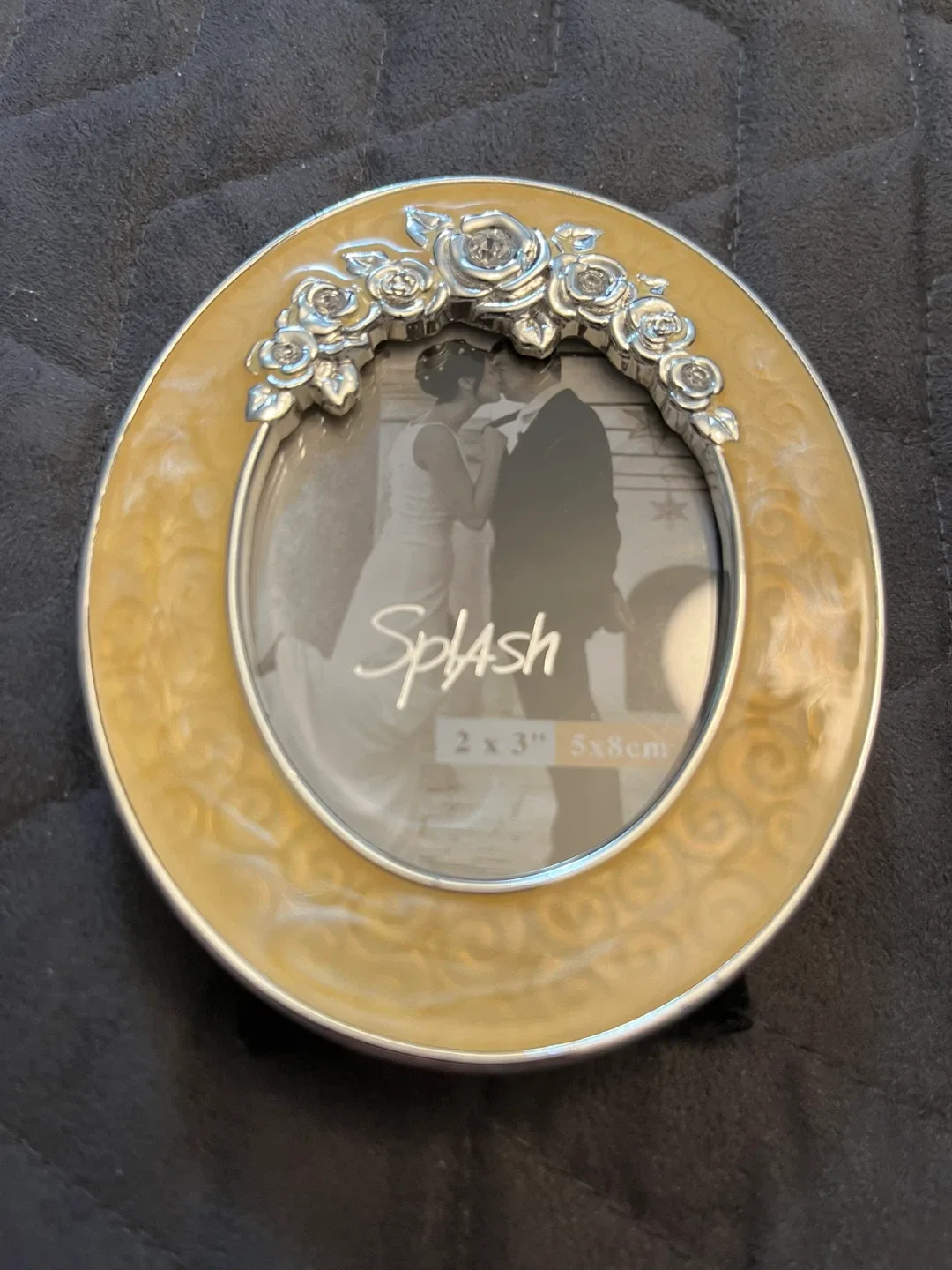 Splash Oval Photo Frame Yellow with Roses