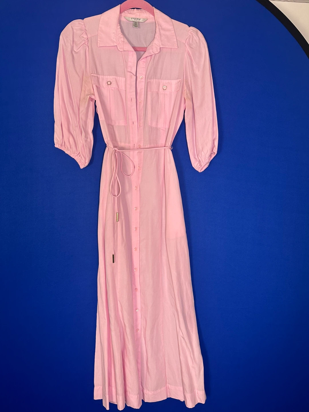 Ever New Pink Button-Up Midi Dress with Belt