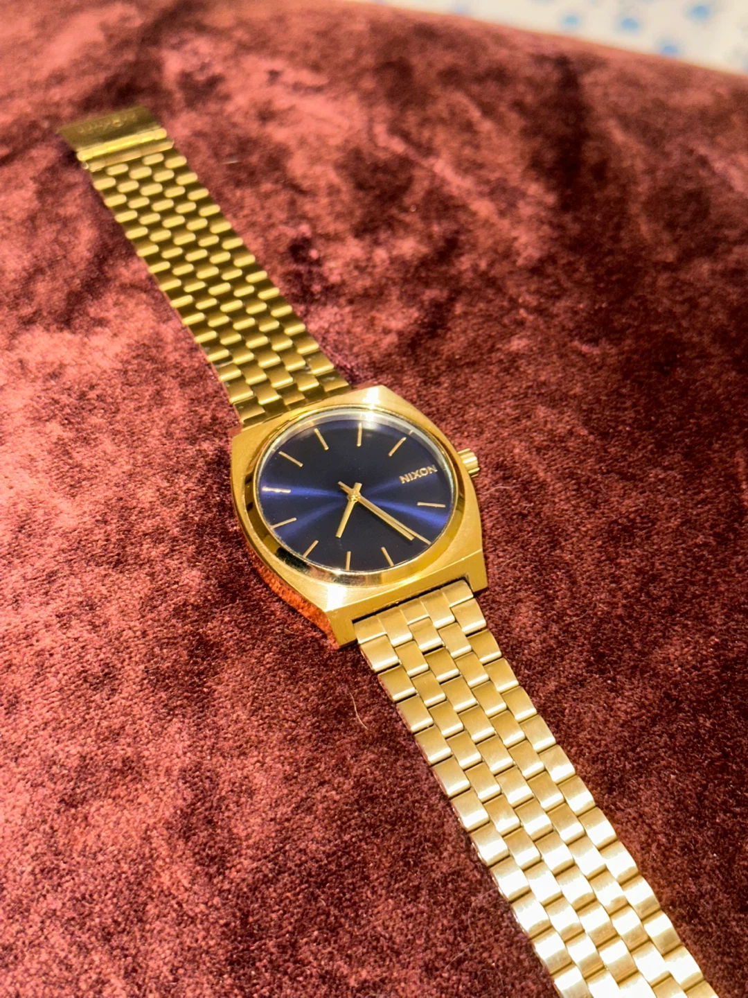 Nixon The Time Teller Minimal Gold Watch with Blue Face - photo 3