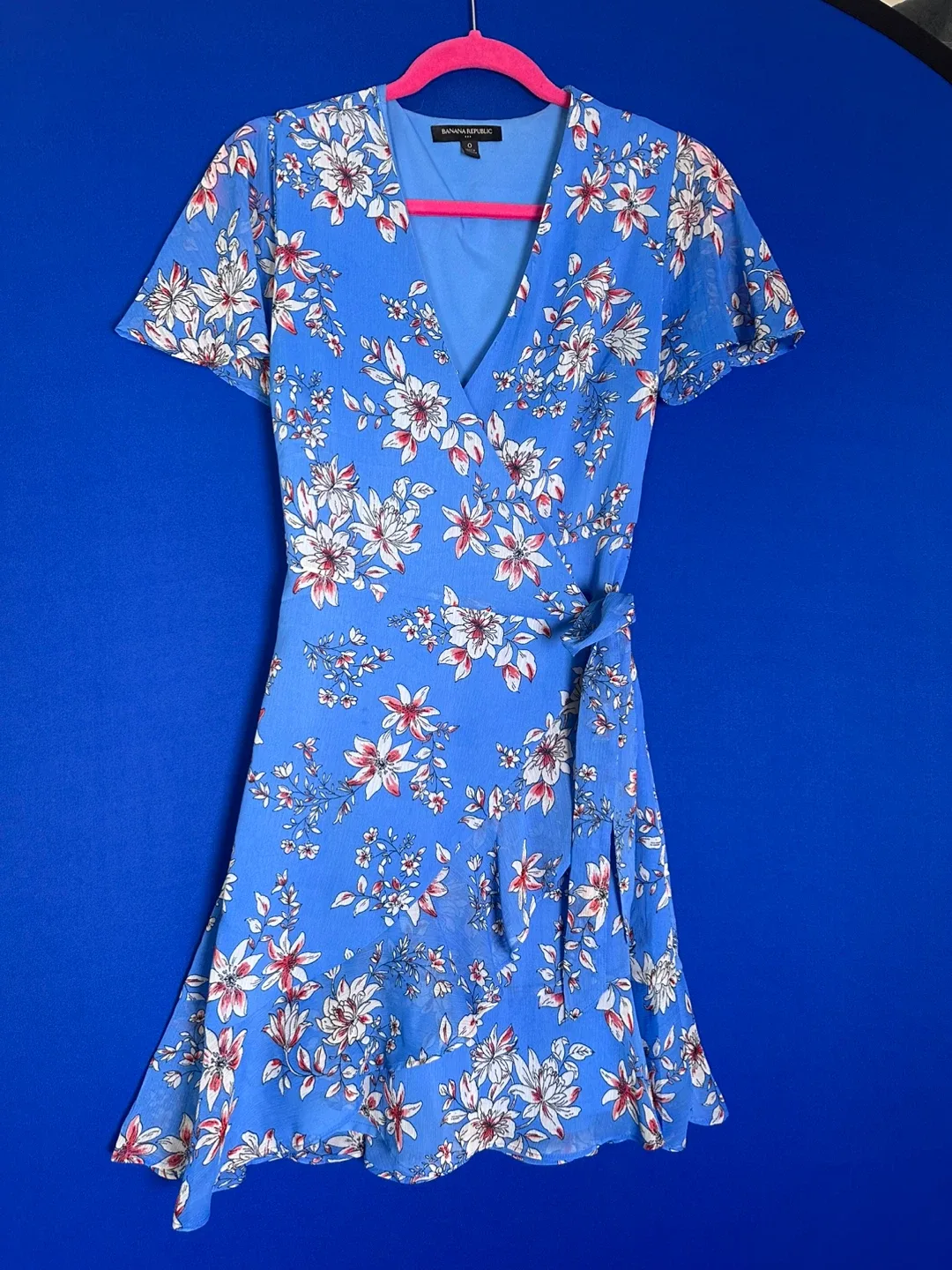 Banana Republic Blue Floral Wrap Dress Size 0