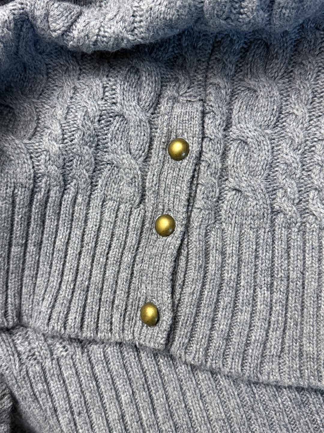 Zara Knit Grey Cable Knit Turtleneck Sweater M - photo 5