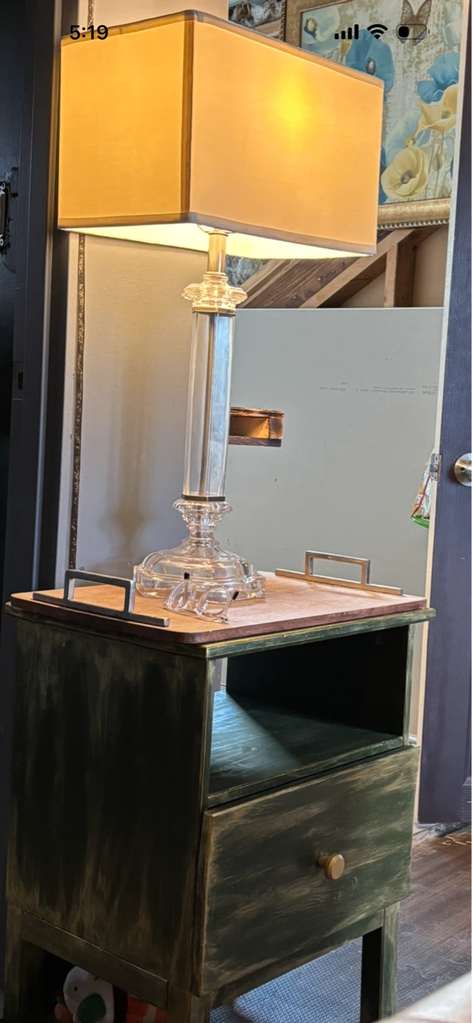 Glass Table Lamp with Rectangular Shade
