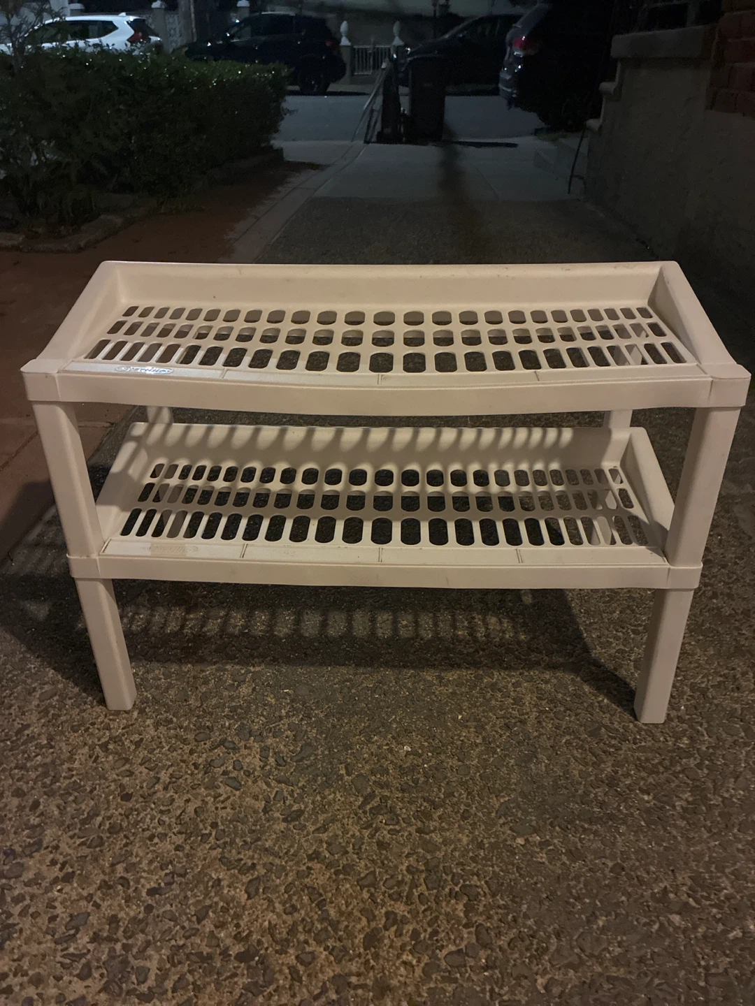 White 2-Tier Plastic Shoe Rack Organizer