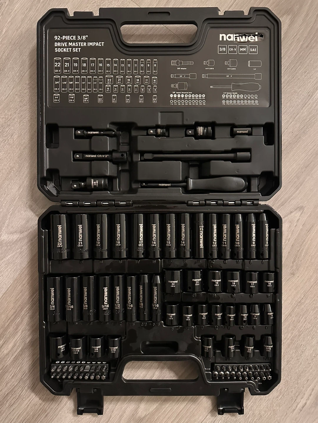 Nanwei 92-Piece 3/8" Drive Master Impact Socket Set