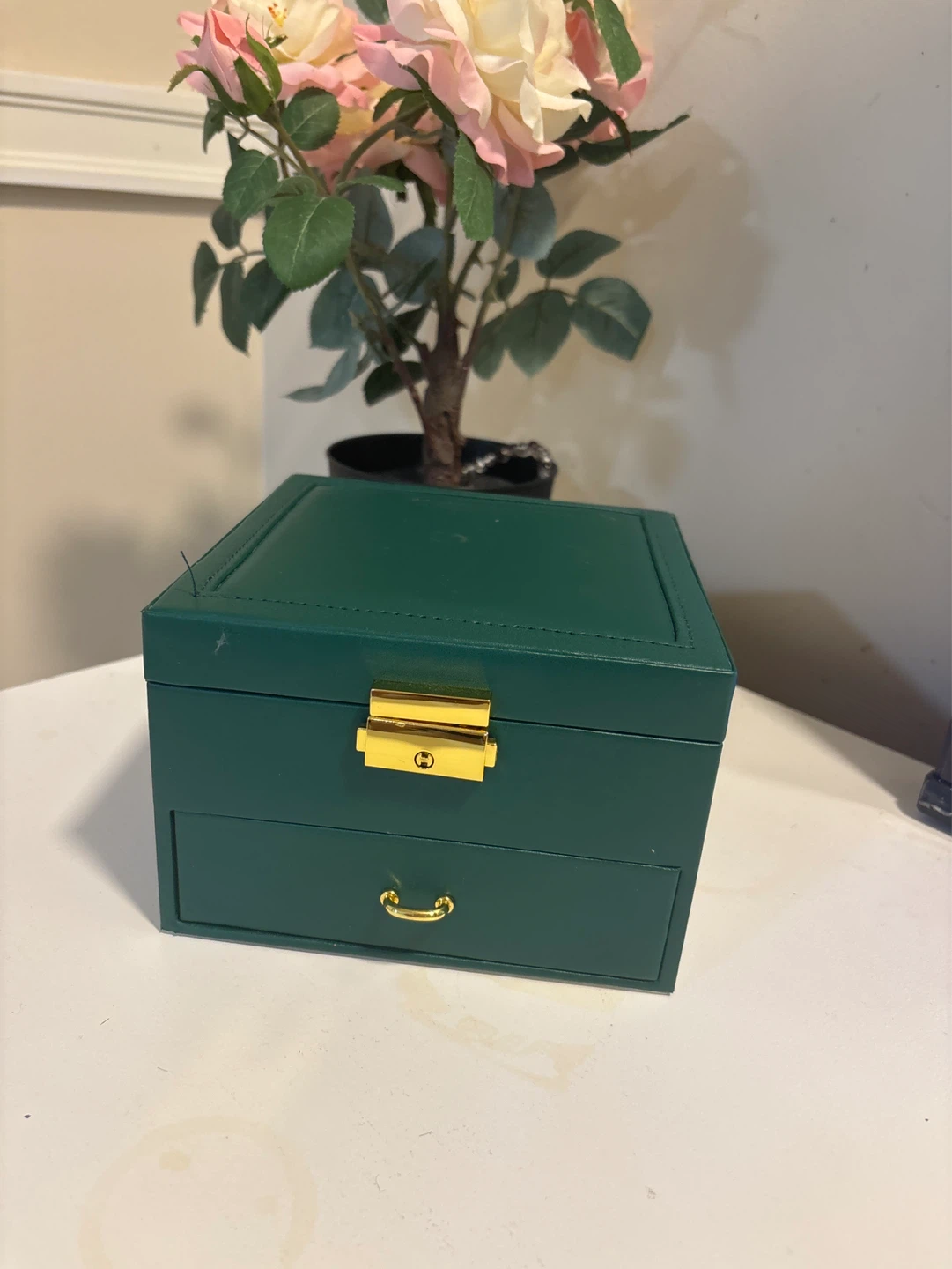 Jewellery Box with Mirror and Drawer - Green