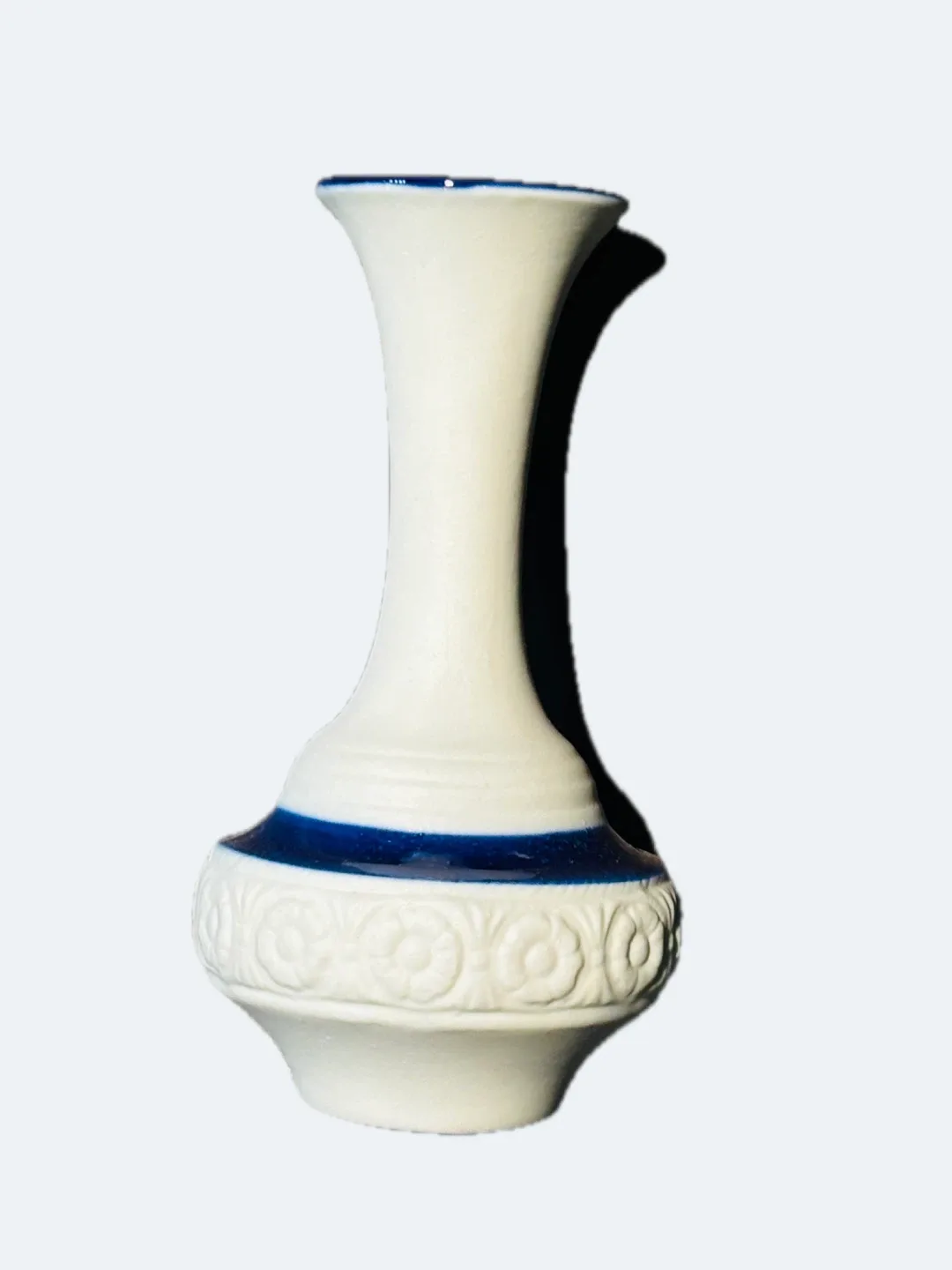 White and Blue Ceramic Bud Vase