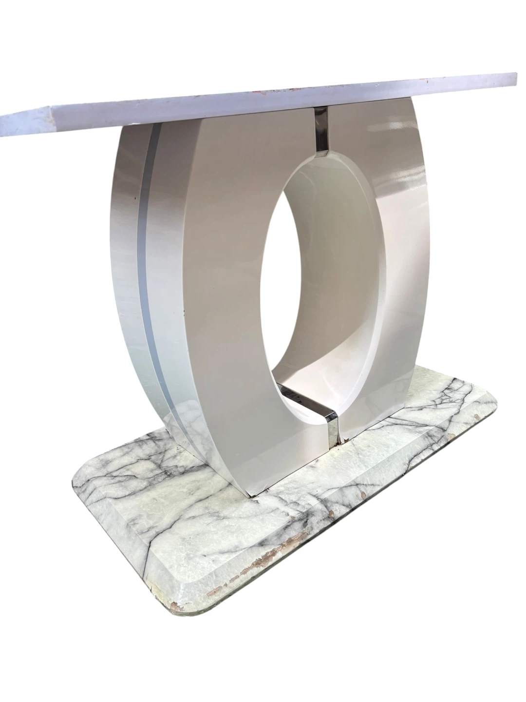 Modern White Pedestal Table Base with Marble look - photo 2