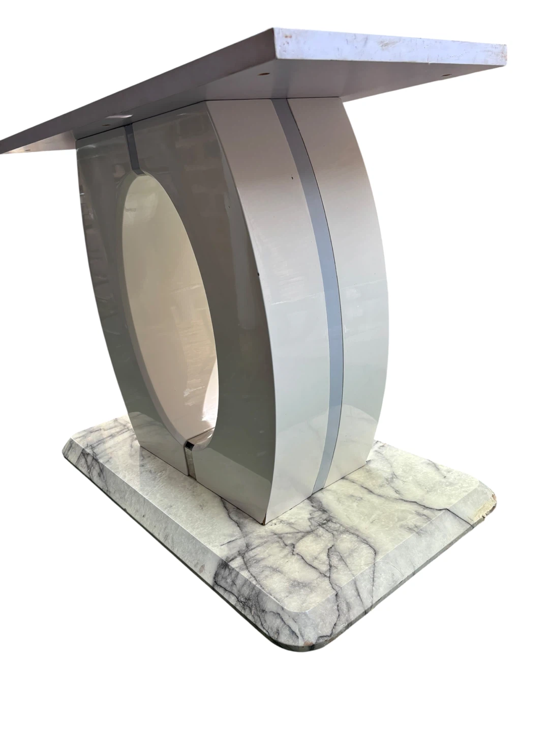 Modern White Pedestal Table Base with Marble look - photo 4