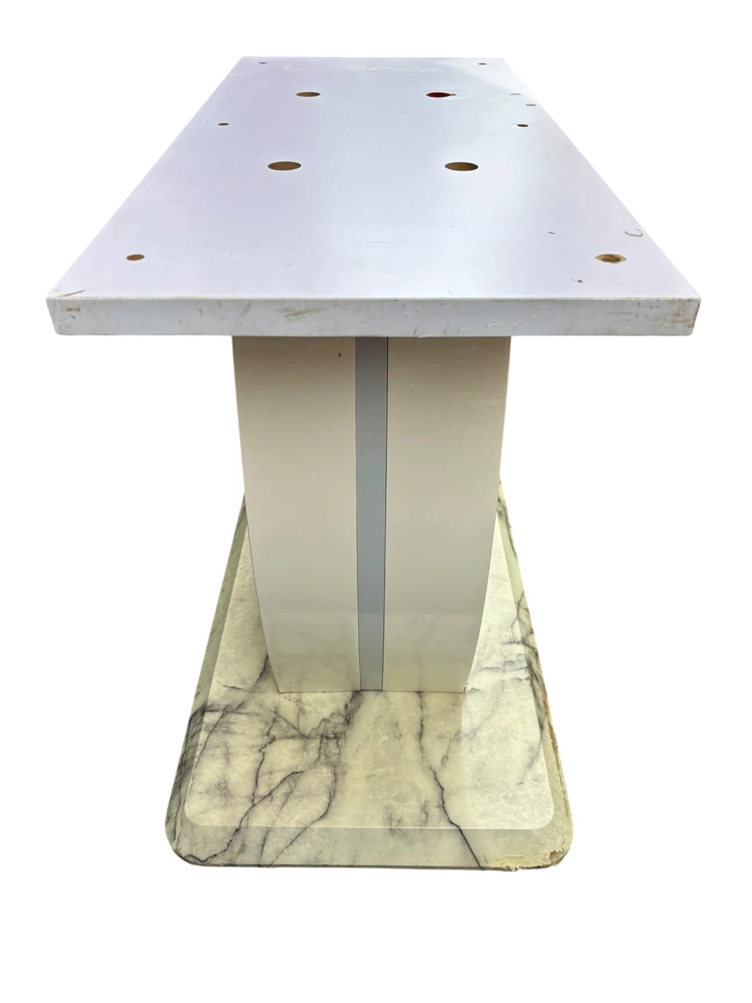 Modern White Pedestal Table Base with Marble look - photo 5