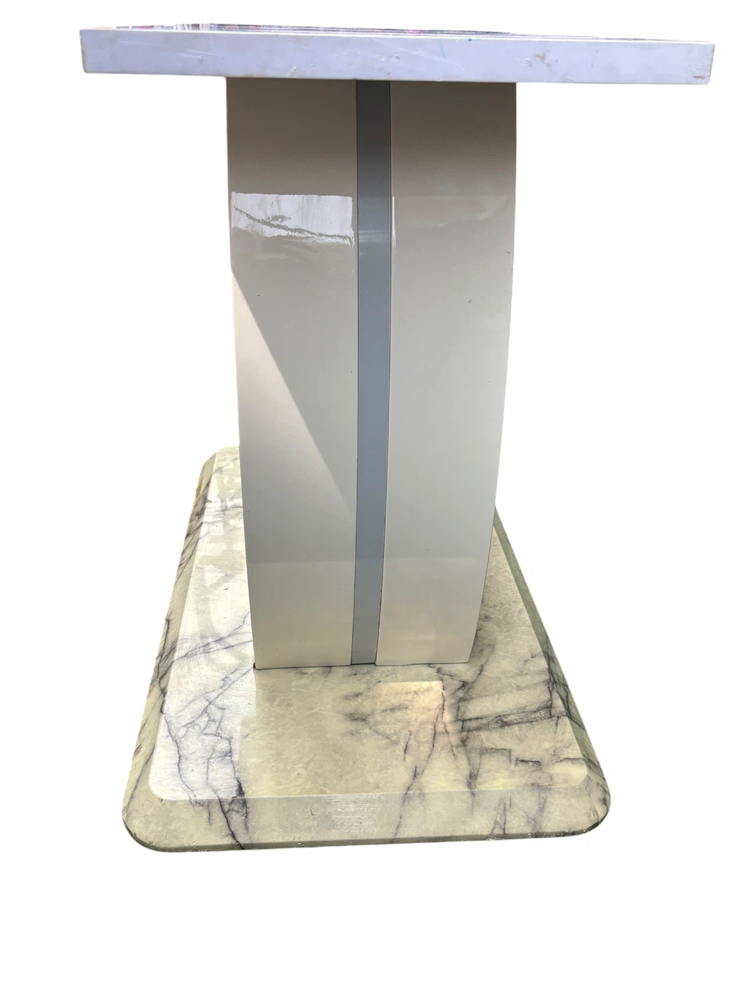 Modern White Pedestal Table Base with Marble look - photo 3