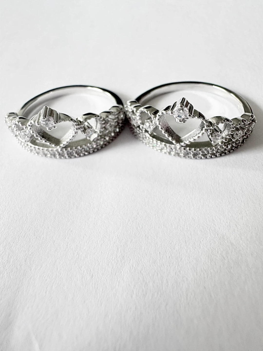 Pair of 925 Sterling Silver Crown Rings