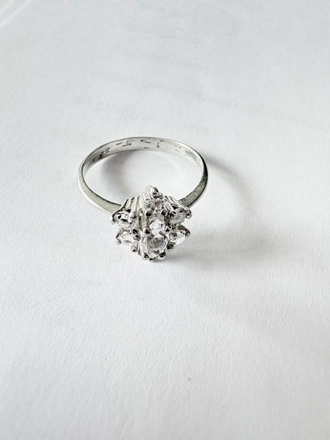 Sterling Silver Cocktail Ring with Clear and Pink Stones