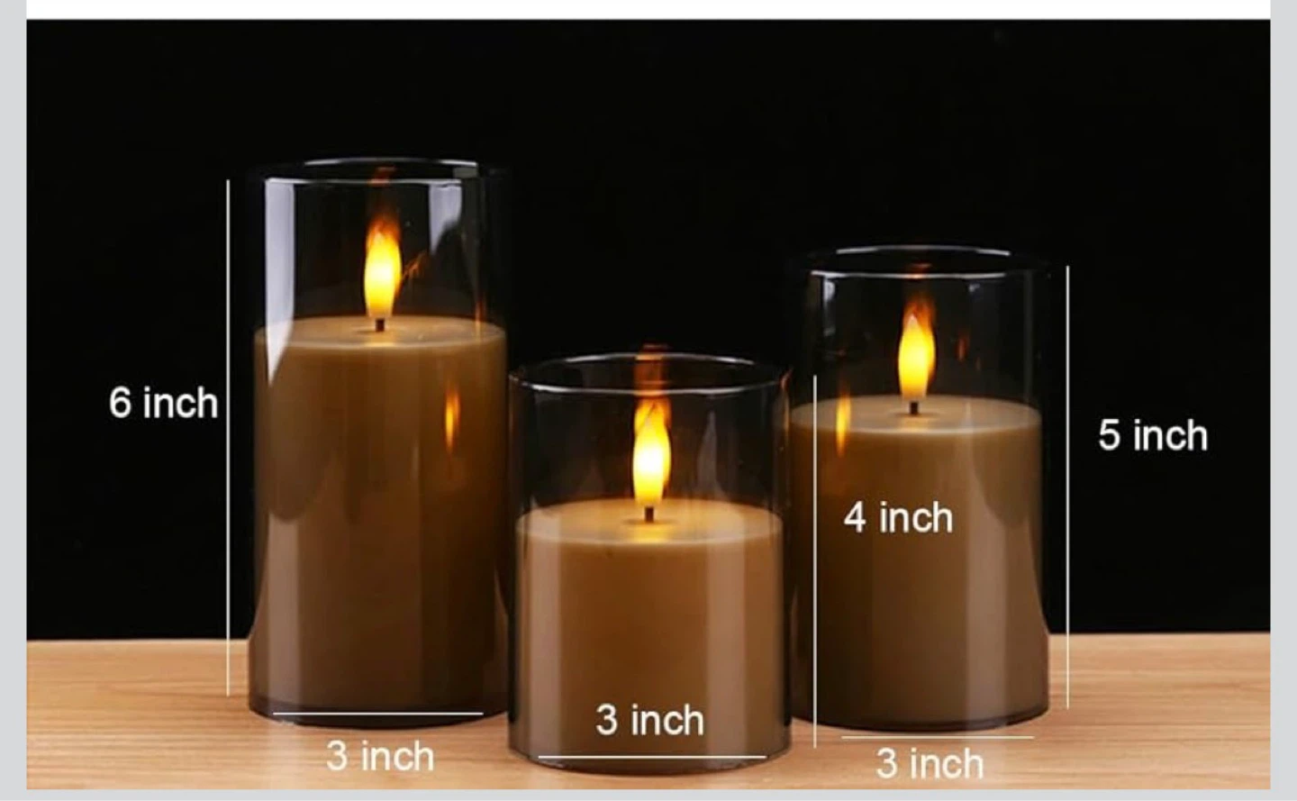 Set of 3 LED Flameless Candles with Remote - photo 4
