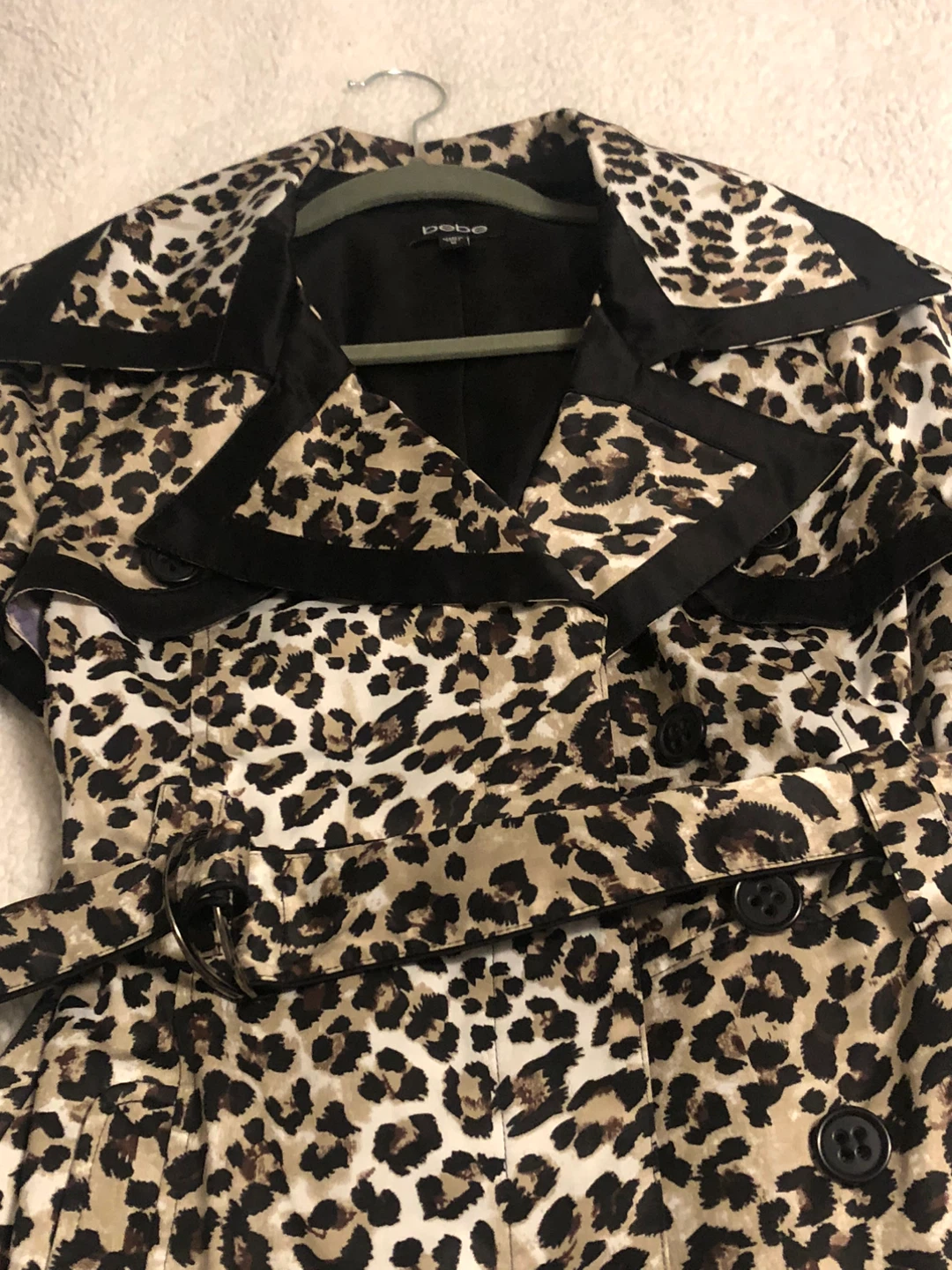 Bebe Leopard Print Trench Coat - Size M - photo 4