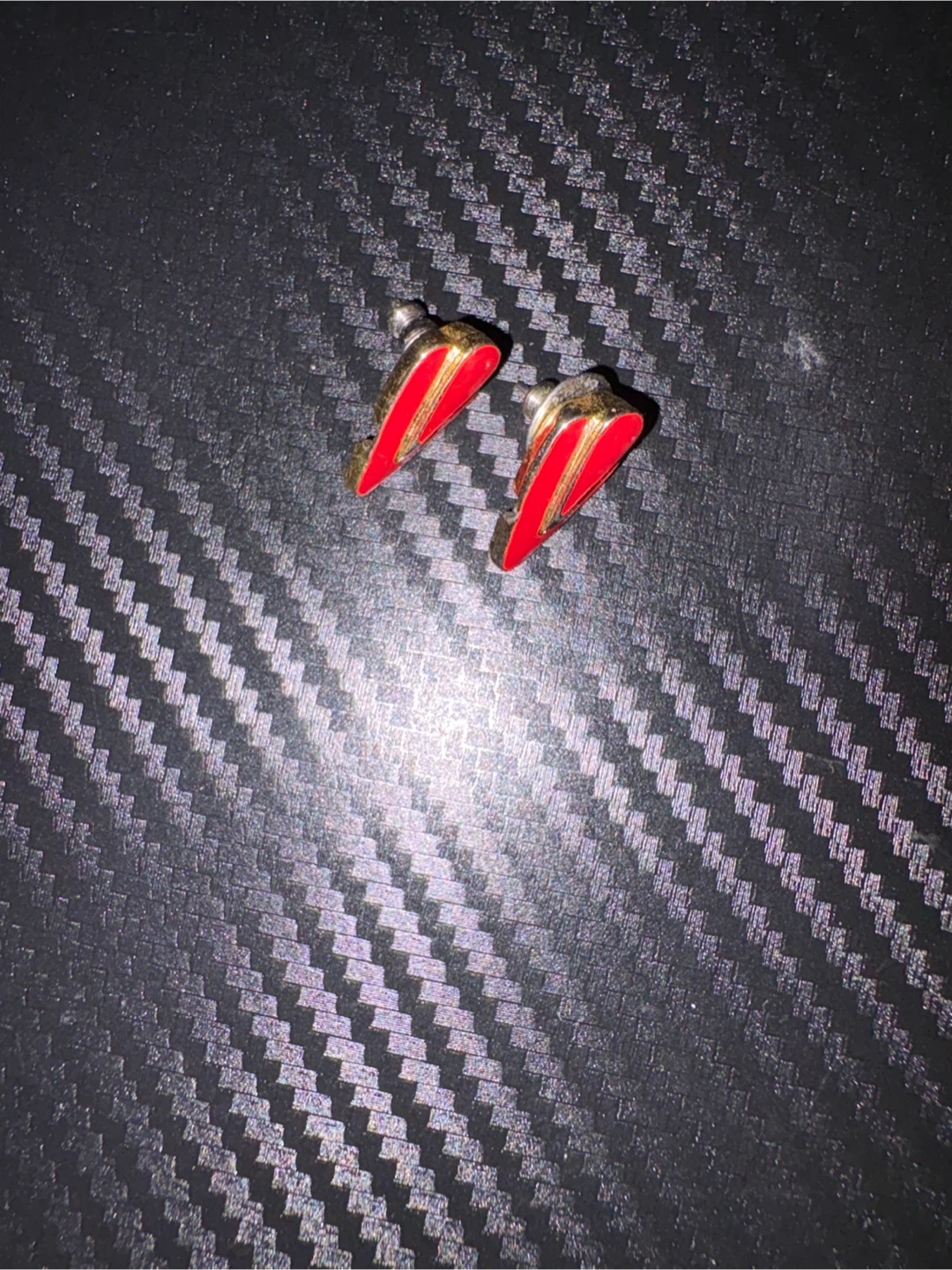 Red and Gold Heart-Shaped Earrings