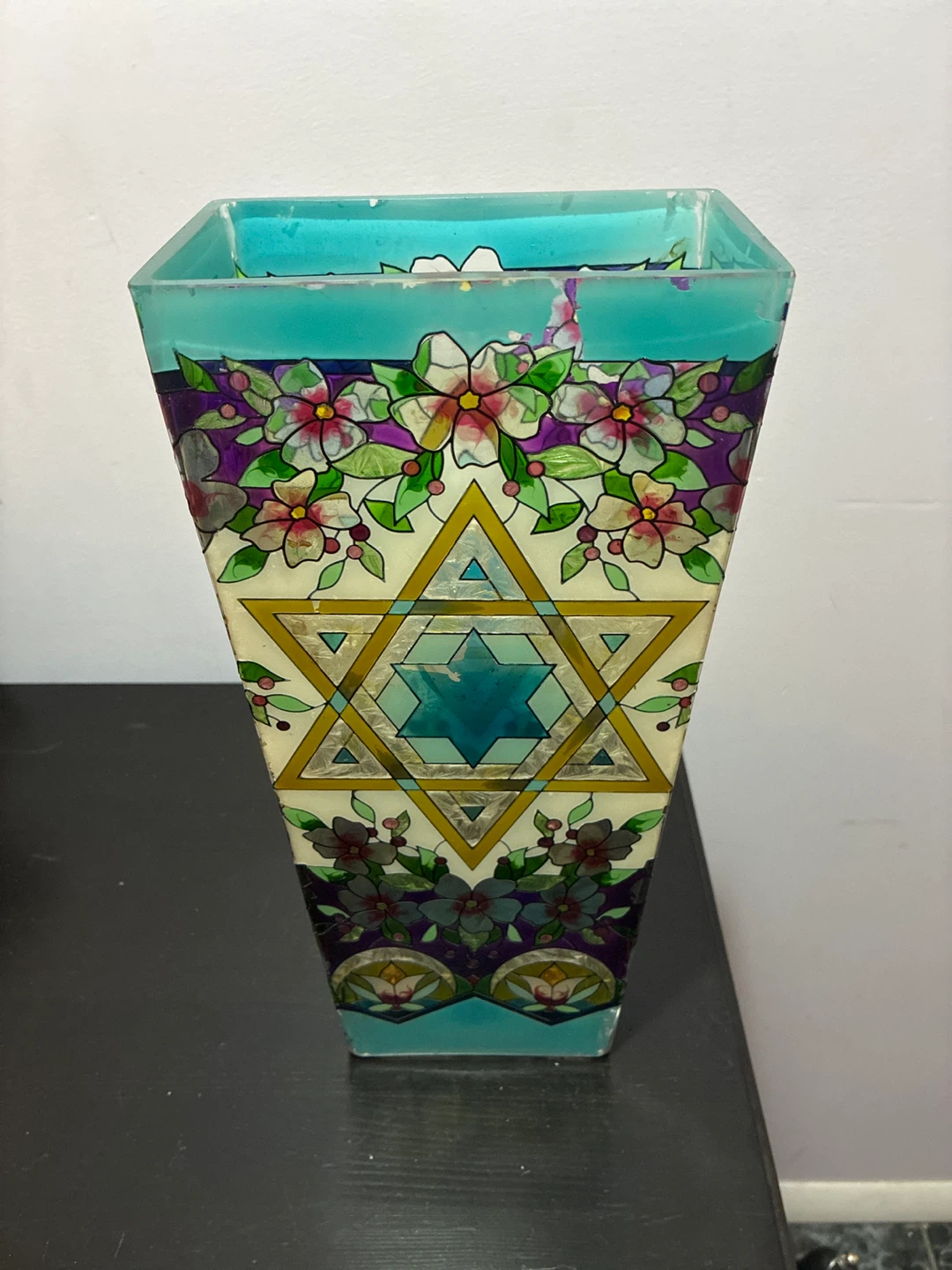 Decorative Vase with Floral and Star of David Design - photo 3