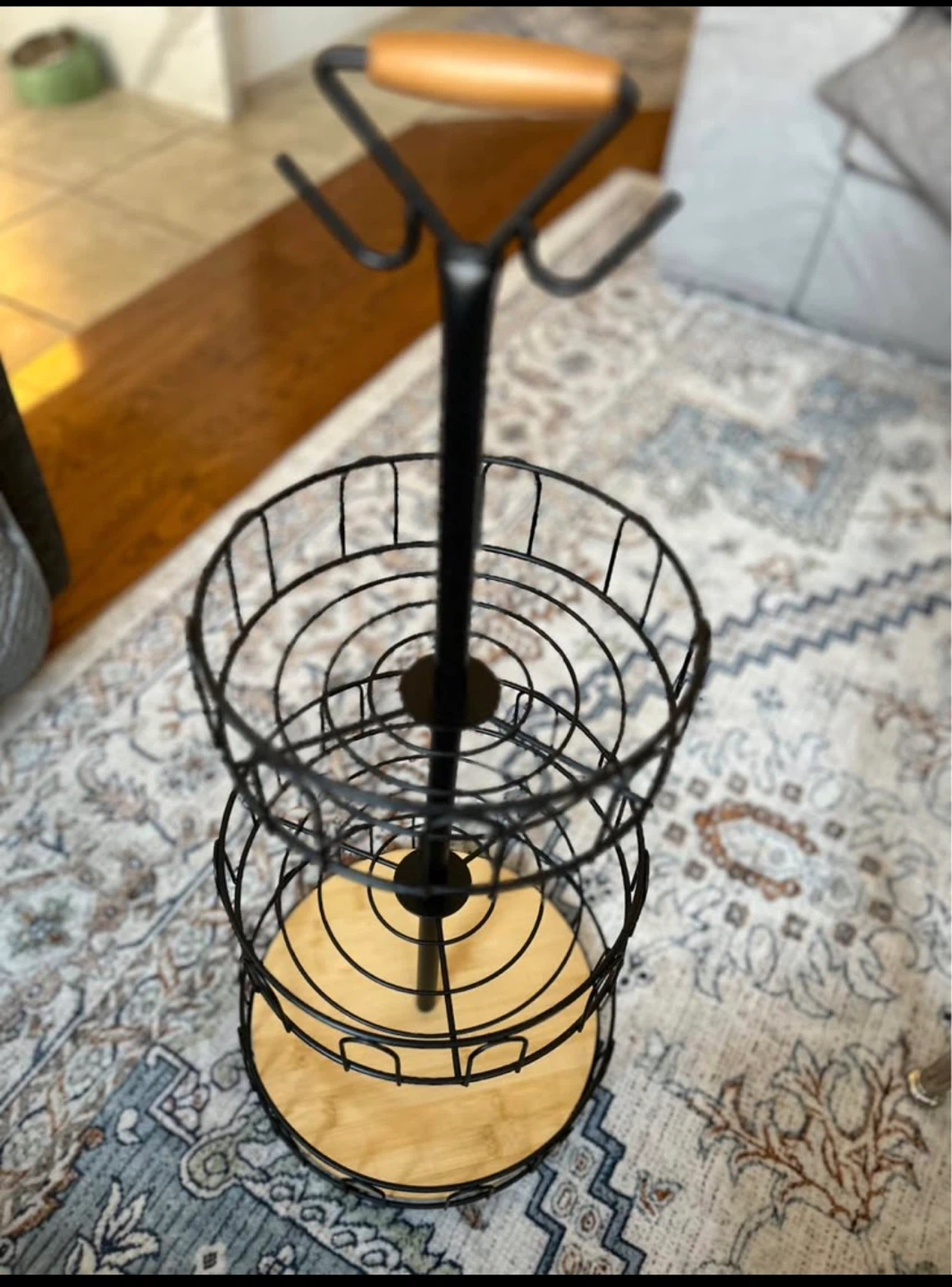 3-Tier Wire Fruit Basket with Bamboo Base