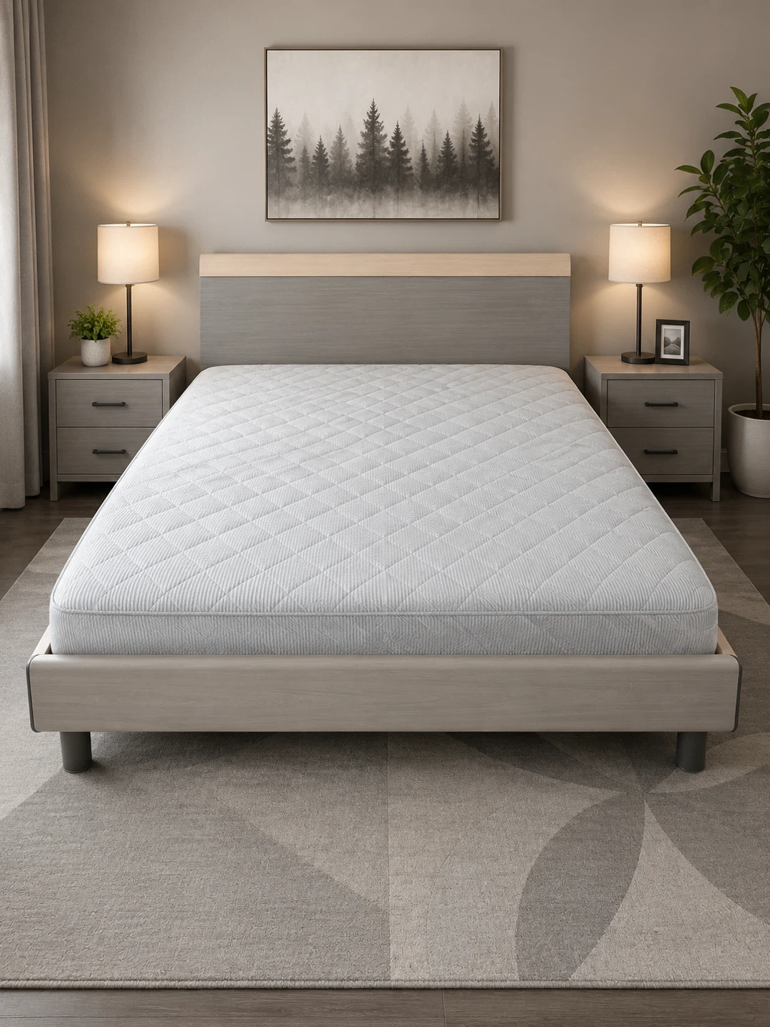 Grey Queen Size Complete Bed Set | Mattress included