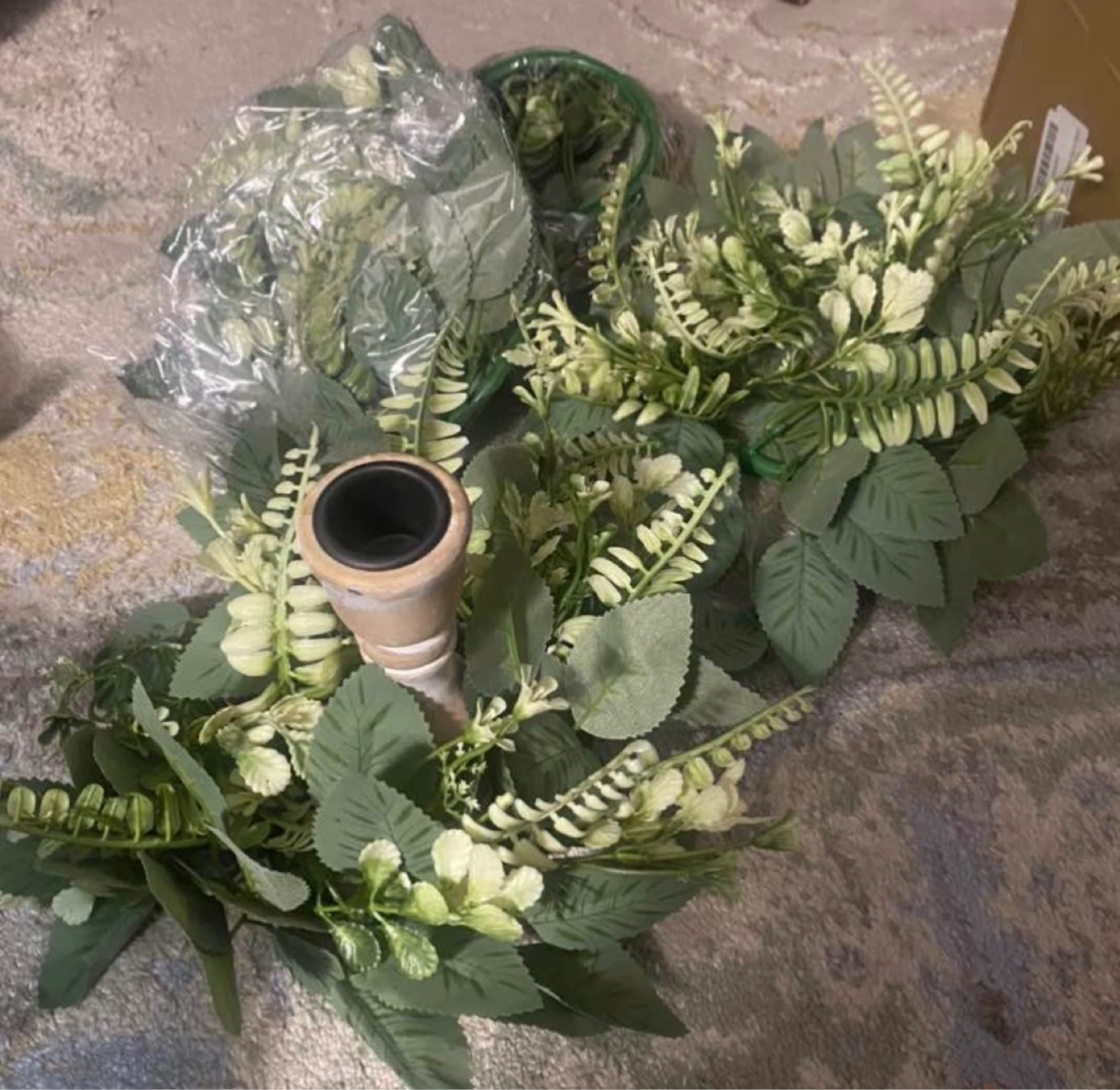 Artificial Eucalyptus Garland with Wood Candle Holder - photo 2
