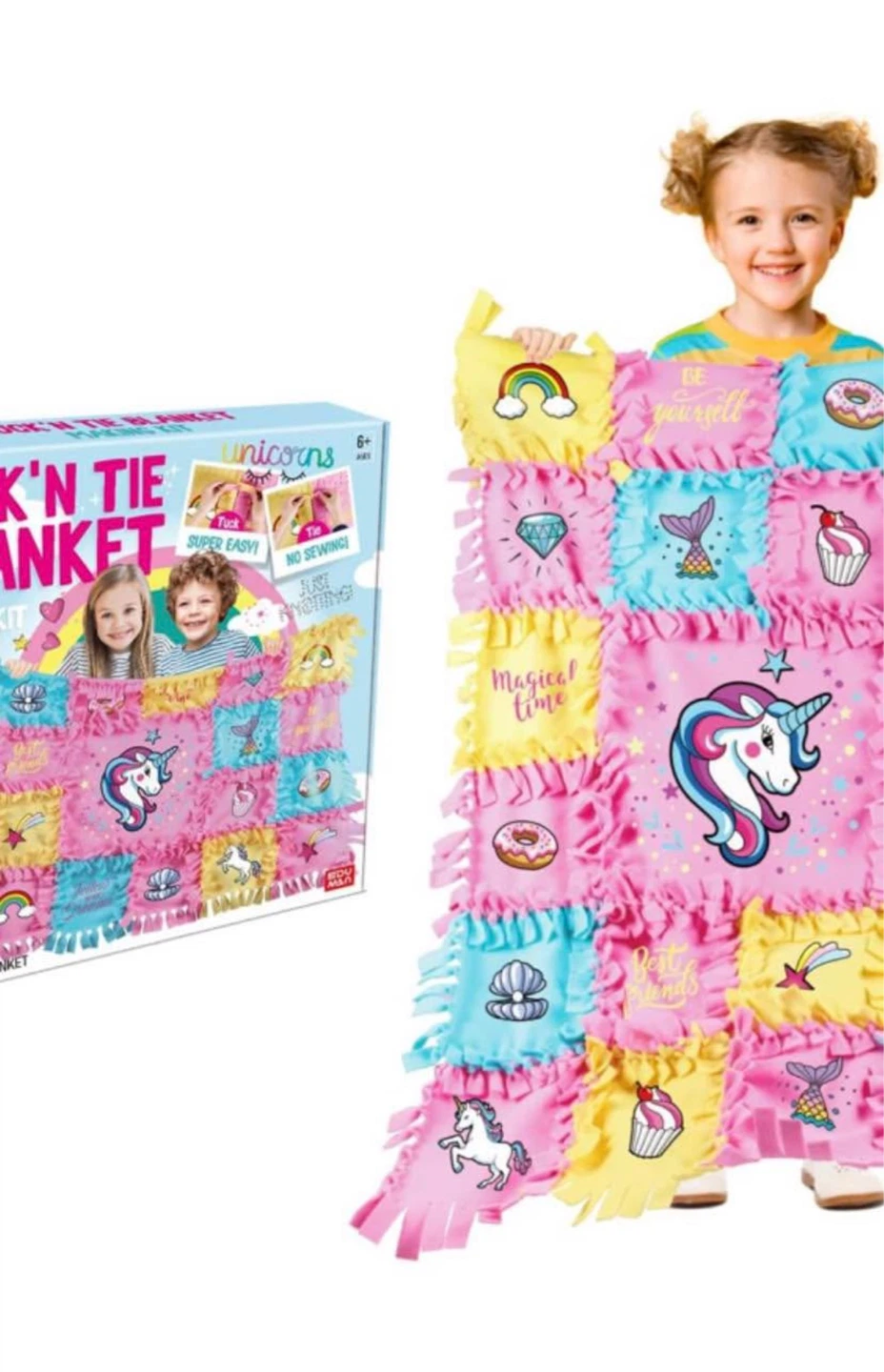 Unicorns Tuck 'n Tie Blanket Making Kit 32" x 48"