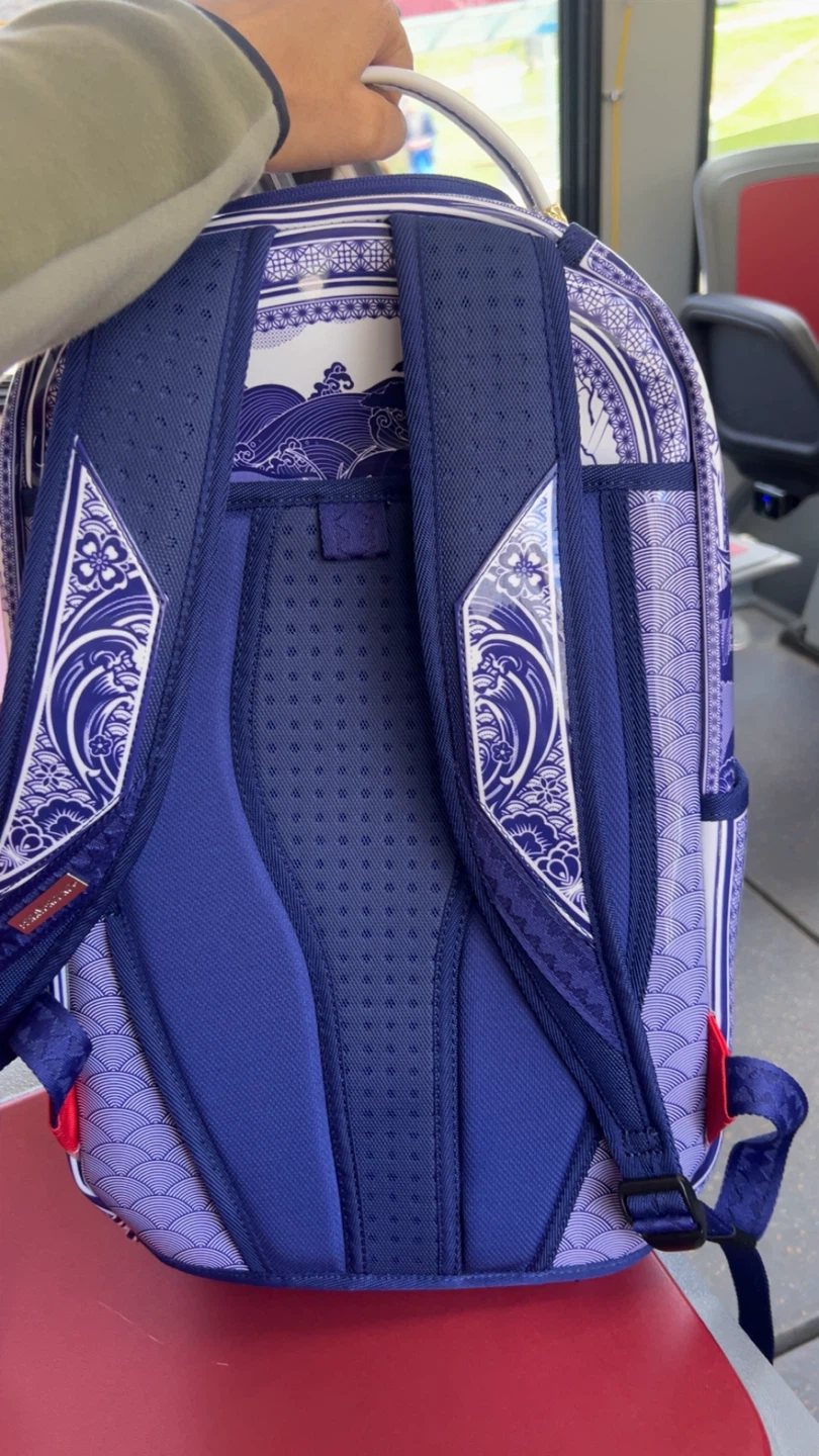 Sprayground Backpack Blue White Wave Crane Design - photo 4