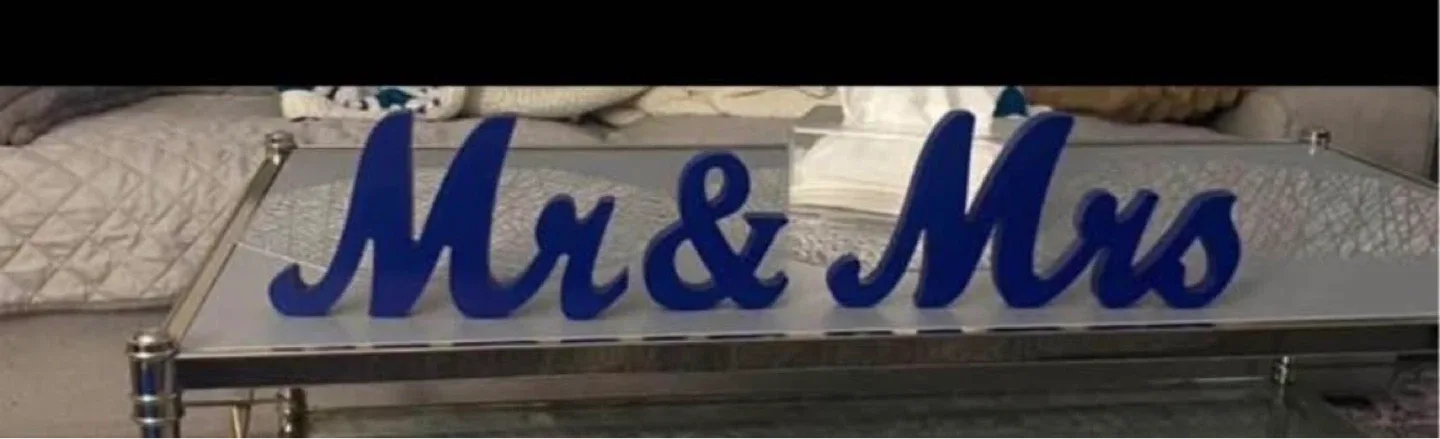Mr & Mrs Wood Signs Set Navy Blue - photo 2